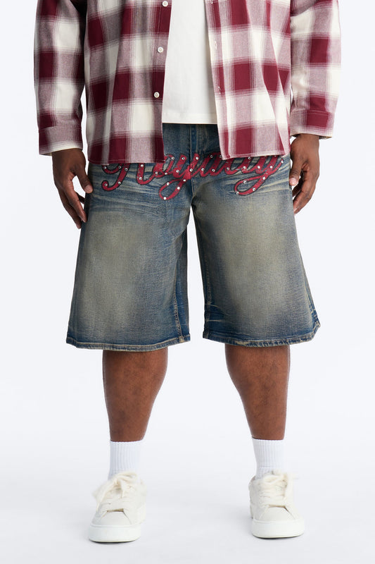 Baggy Vintage Royalty Denim Short - Vintage Wash Fashion Nova
