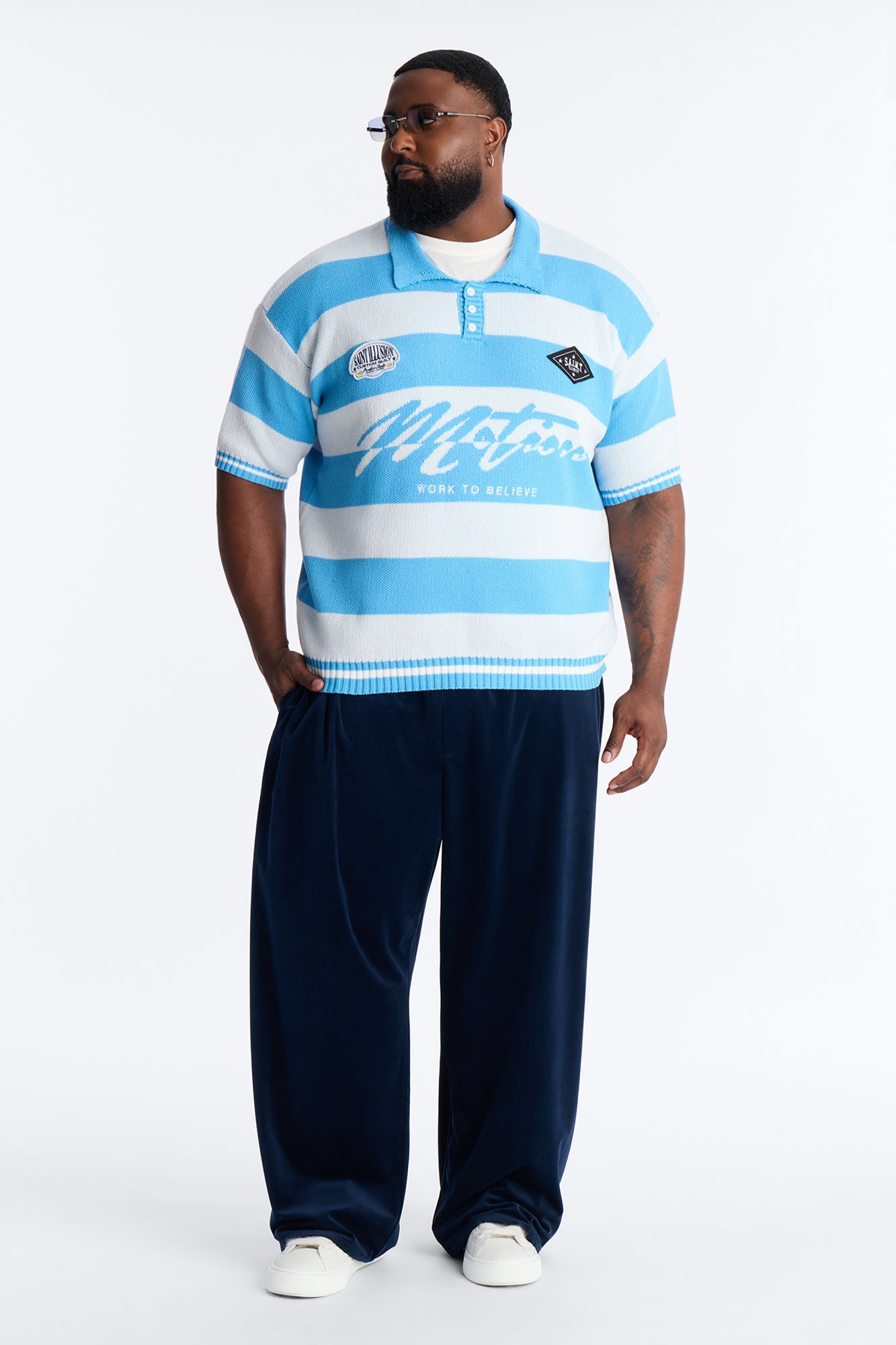 Motion Lines Short Sleeve Polo - Blue Fashion Nova
