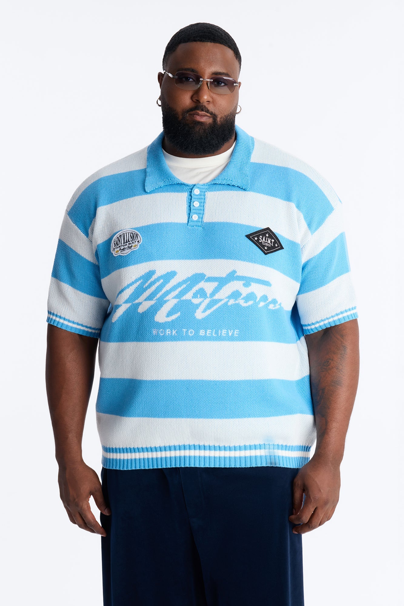 Motion Lines Short Sleeve Polo - Blue Fashion Nova