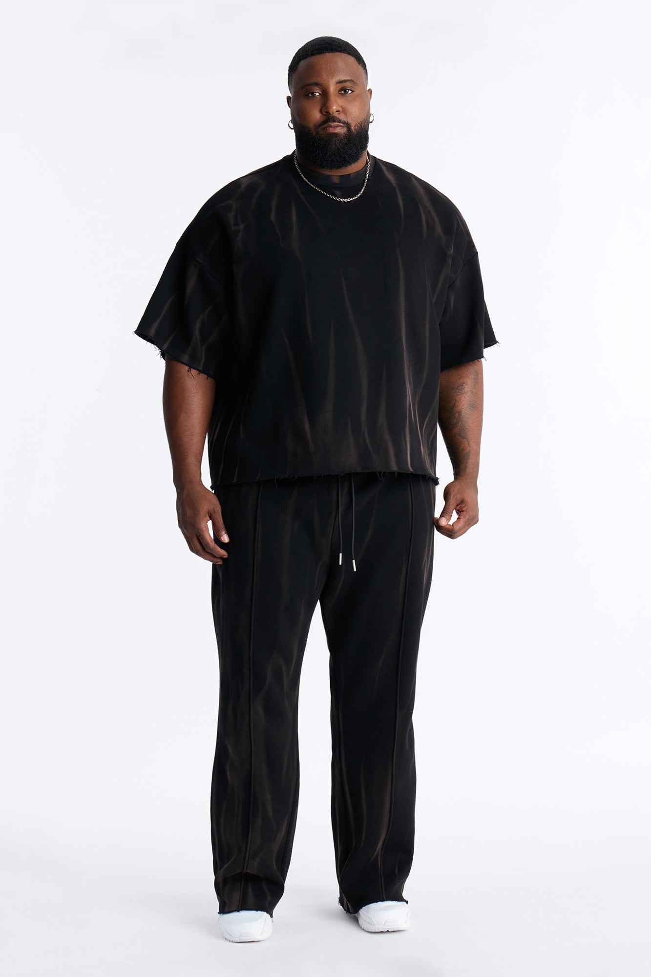 Oversized Bleach Washed Short Sleeve Fleece Tee - Black Fashion Nova