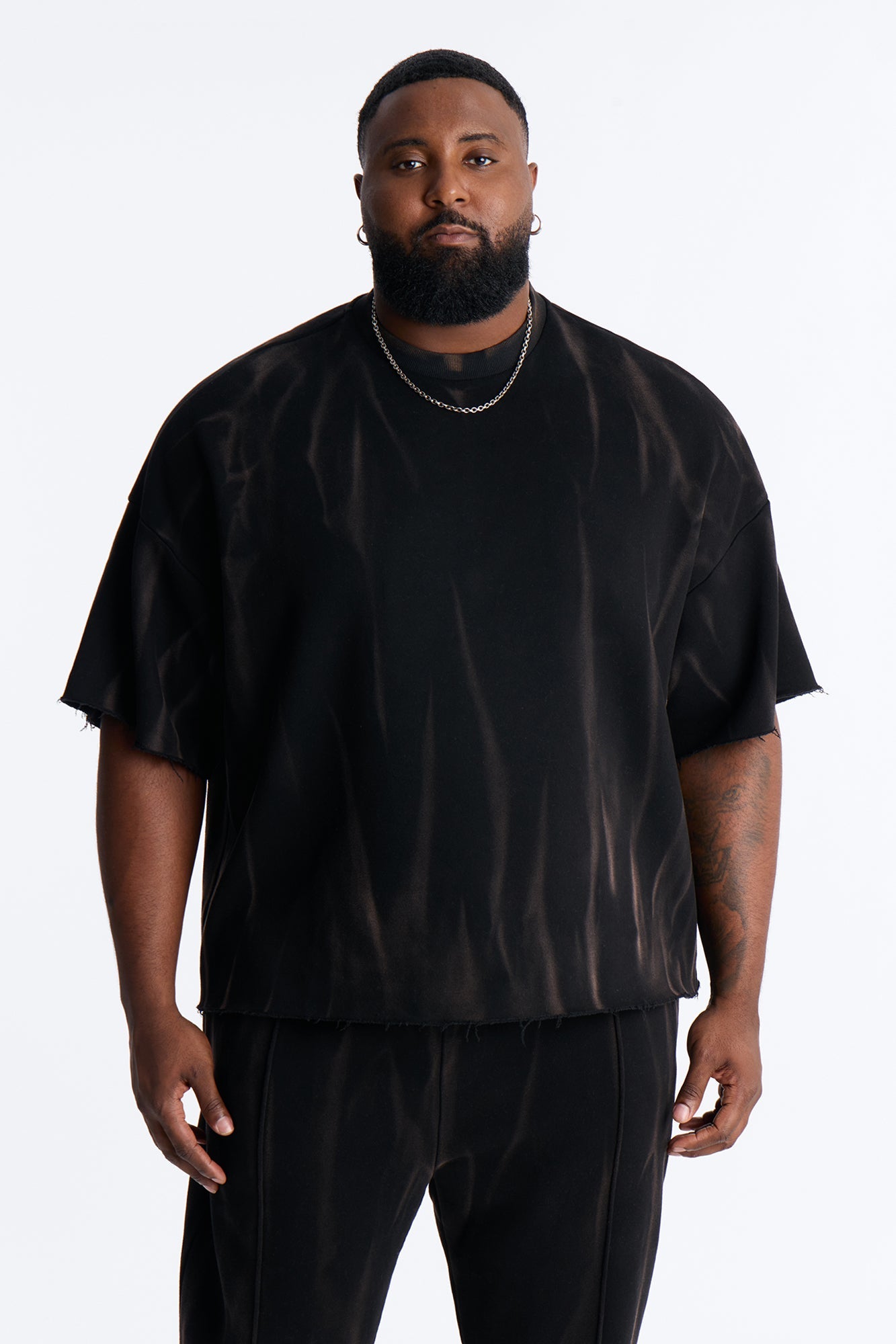 Oversized Bleach Washed Short Sleeve Fleece Tee - Black Fashion Nova