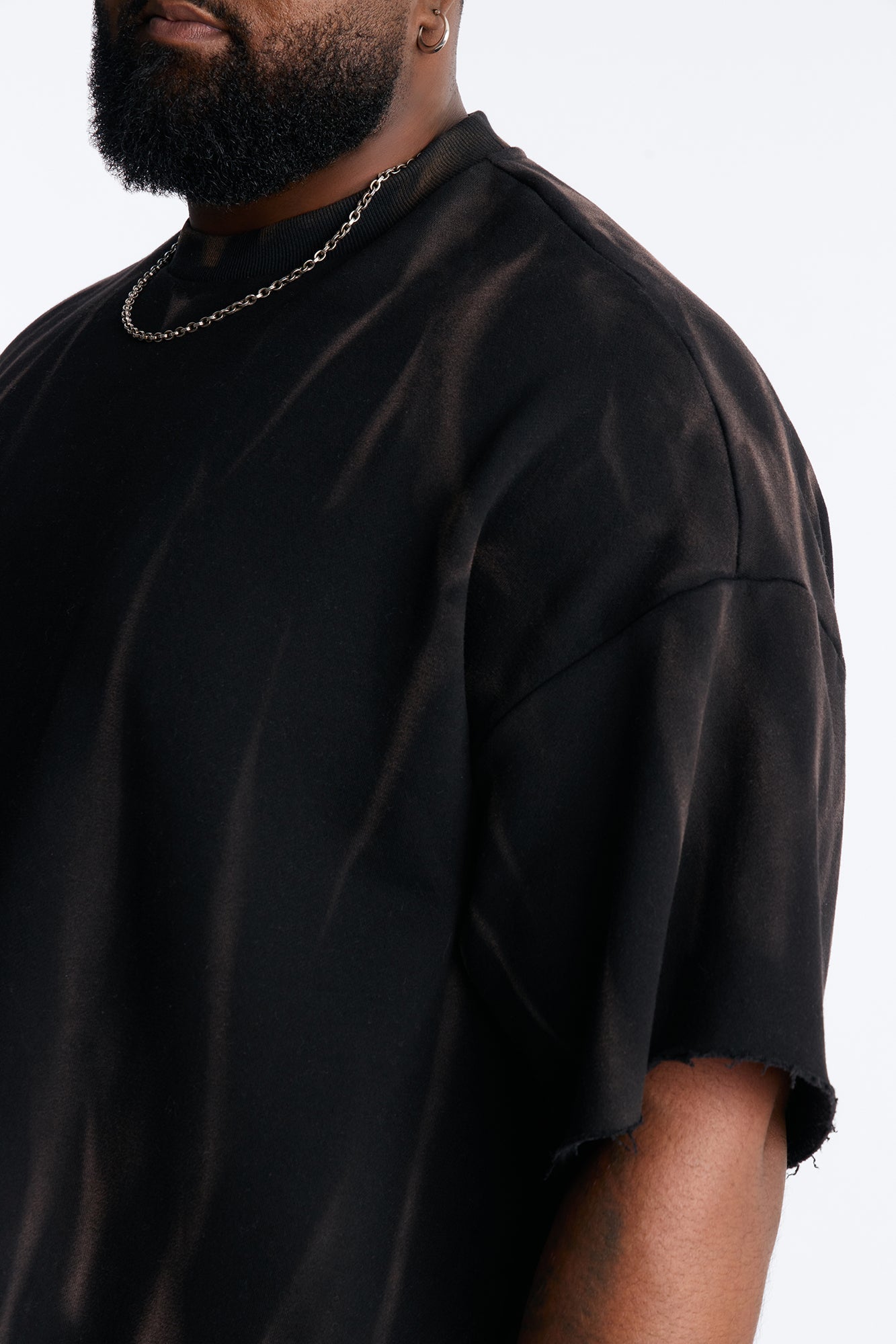 Oversized Bleach Washed Short Sleeve Fleece Tee - Black Fashion Nova