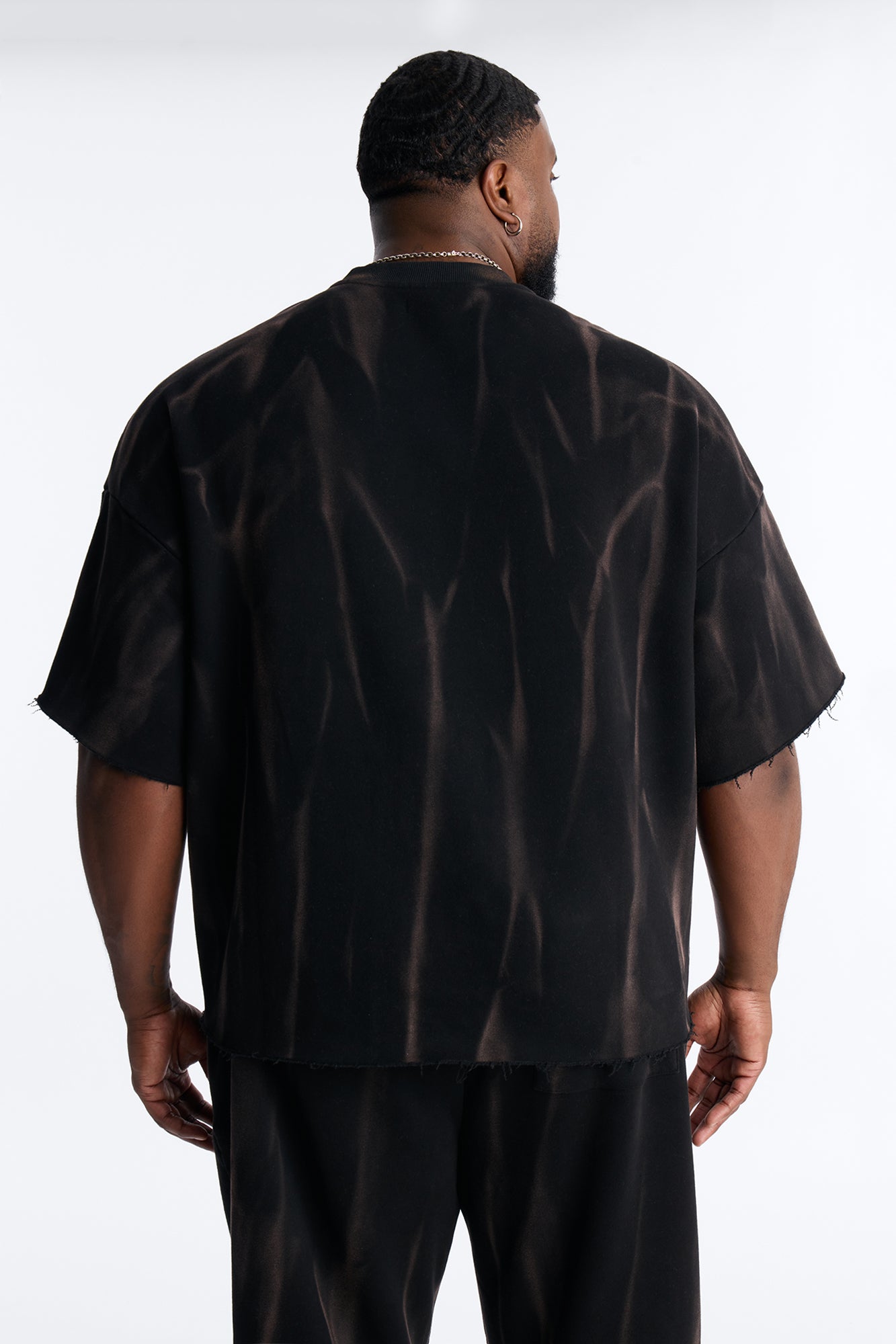 Oversized Bleach Washed Short Sleeve Fleece Tee - Black Fashion Nova