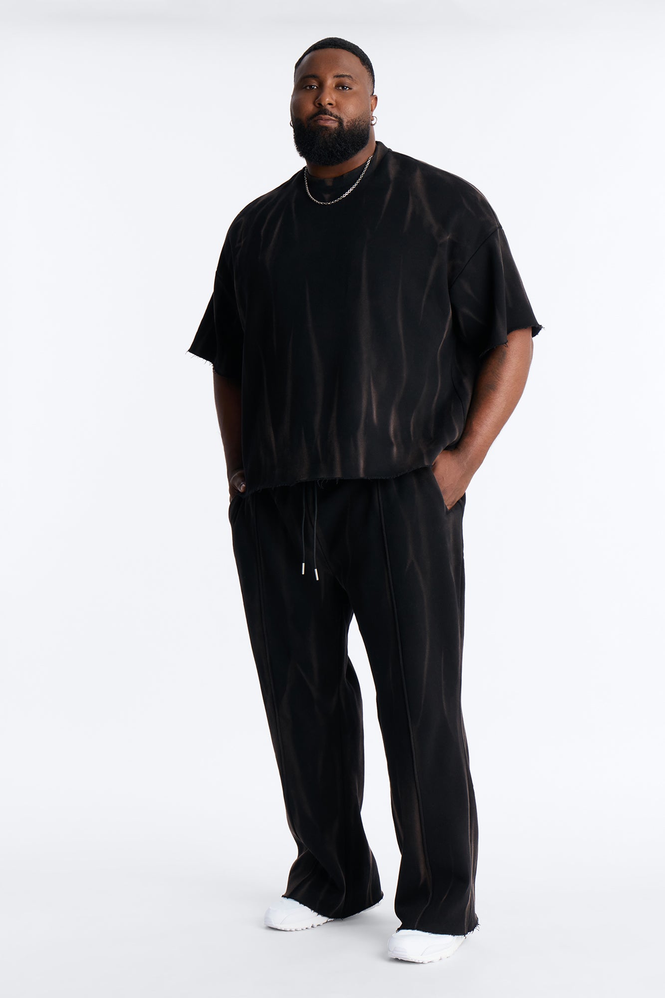 Slim Flare Bleach Washed Sweatpants - Black Fashion Nova