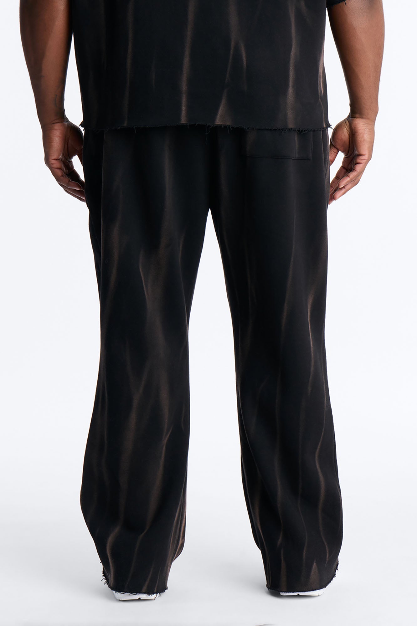 Slim Flare Bleach Washed Sweatpants - Black Fashion Nova