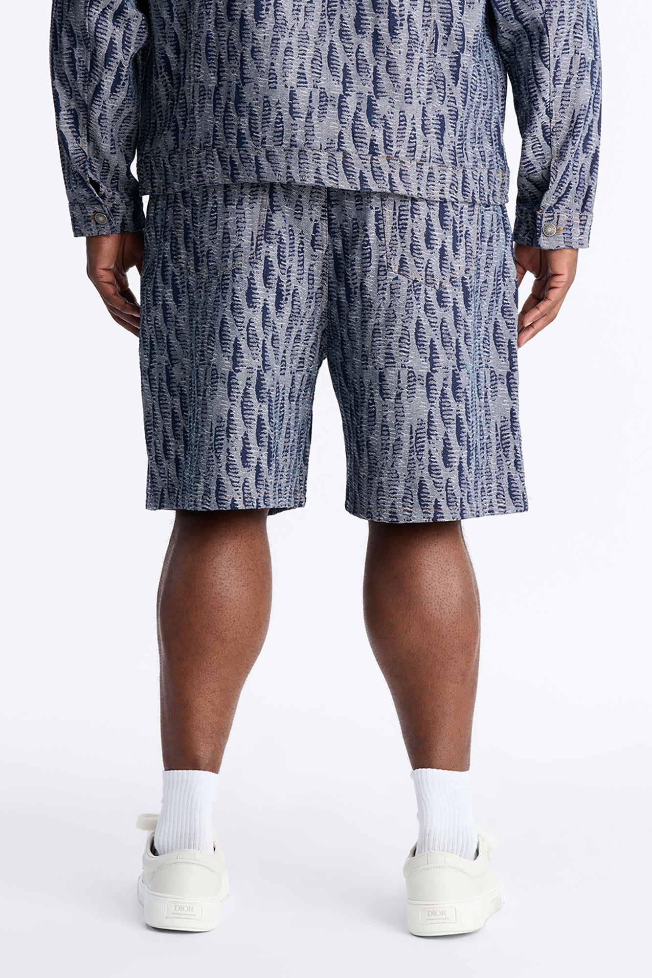 Relaxed Matrix Jacquard Denim Short - Dark Wash Fashion Nova