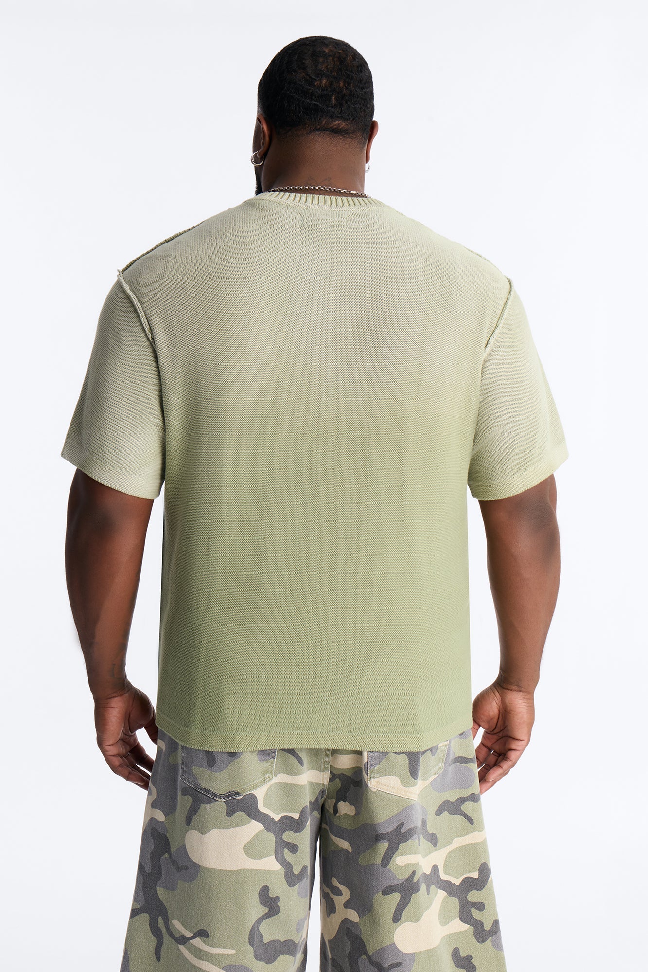 Slouch Ombre Crew Sweater Tee - Olive Fashion Nova