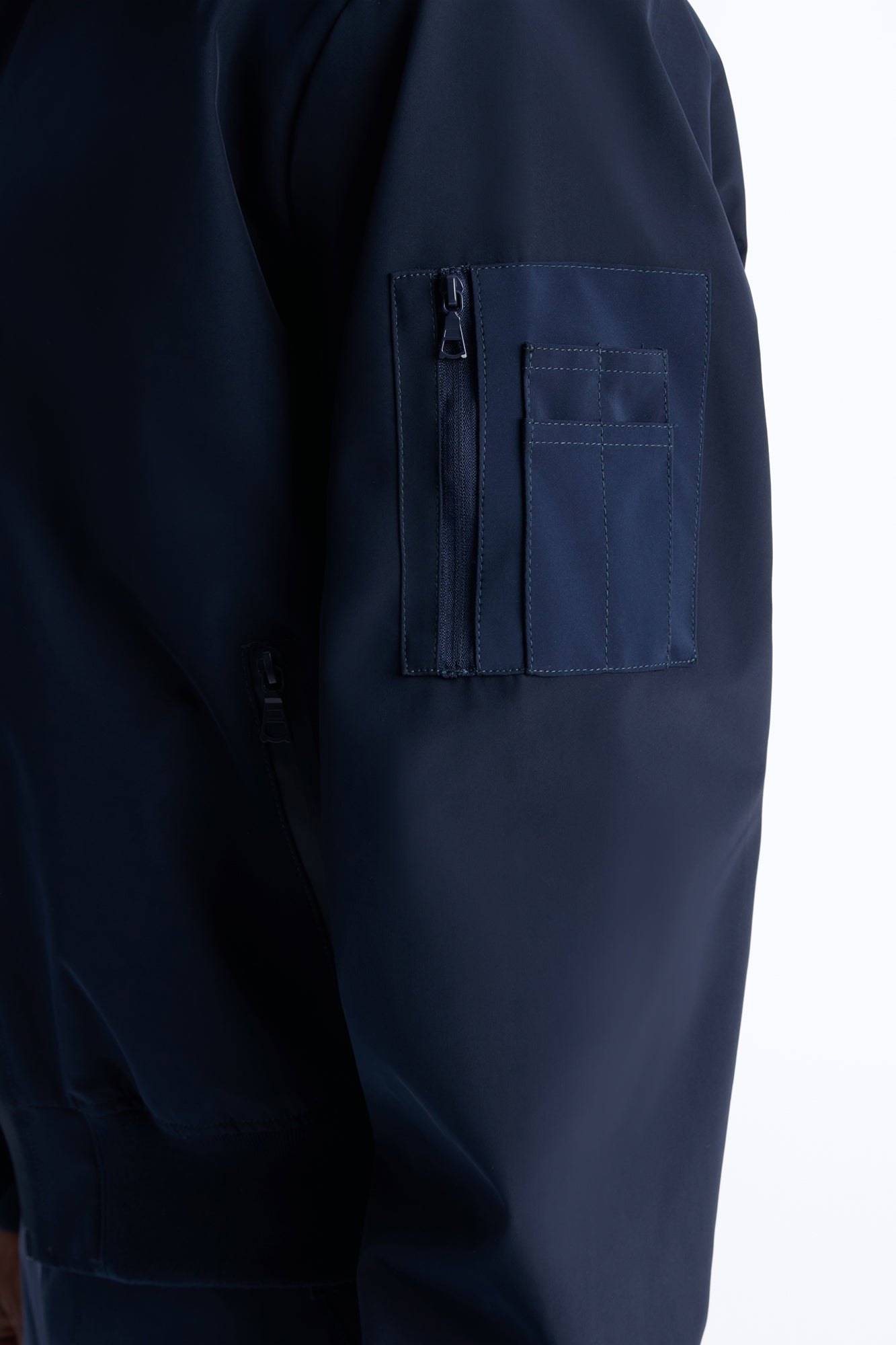 Cropped Relaxed Liberty Zip Bomber Jacket - Navy Fashion Nova
