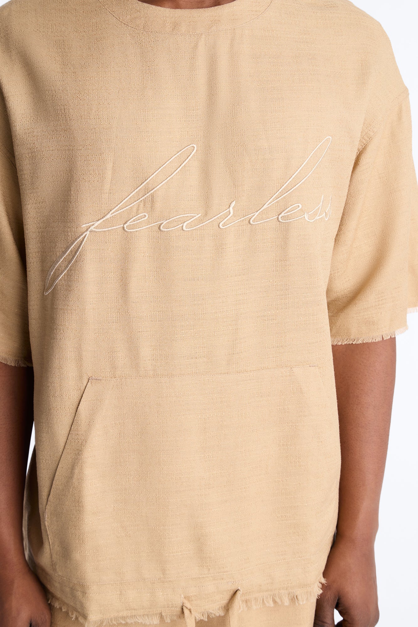Boxy Tropic Fearless Frayed Shirt - Tan Fashion Nova