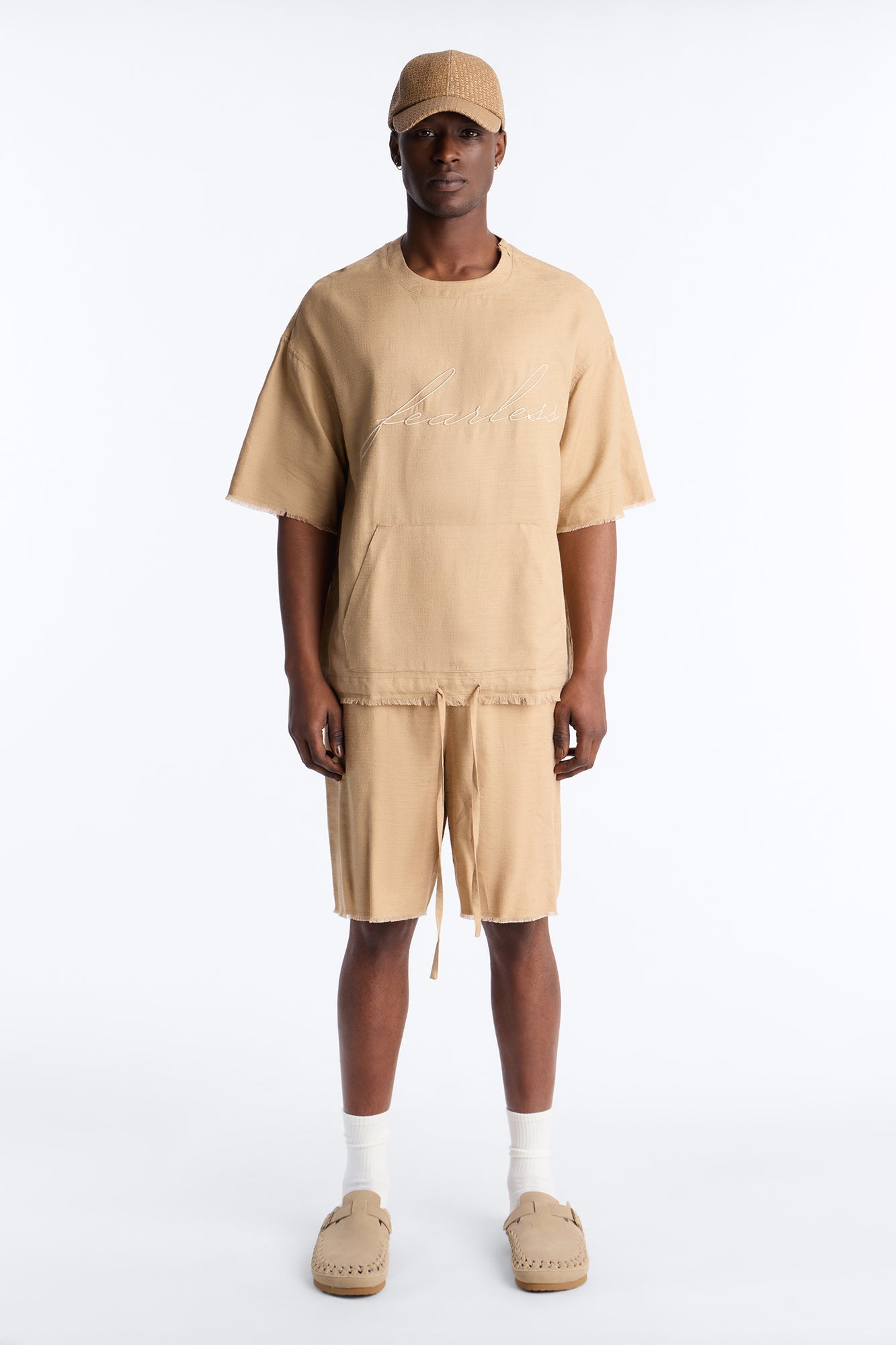 Relaxed Tropic Fearless Frayed Short - Tan Fashion Nova