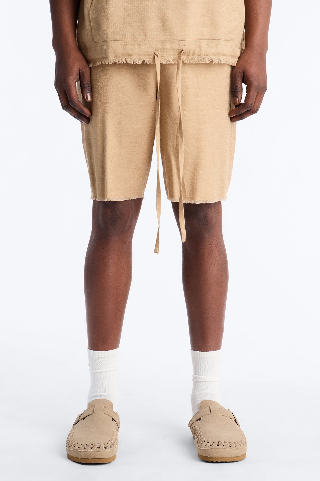 Relaxed Tropic Fearless Frayed Short - Tan Fashion Nova