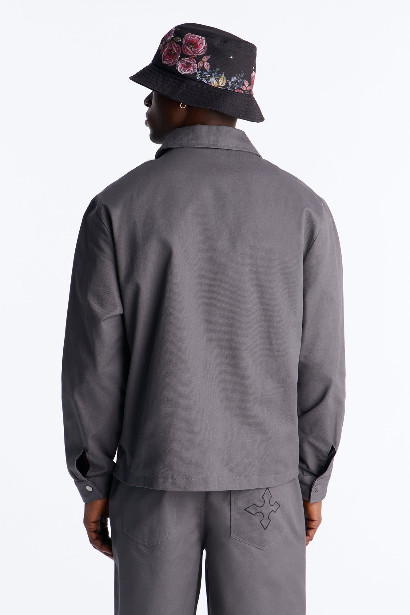 Vatican City Stitched Embellished Work Jacket - Grey Fashion Nova