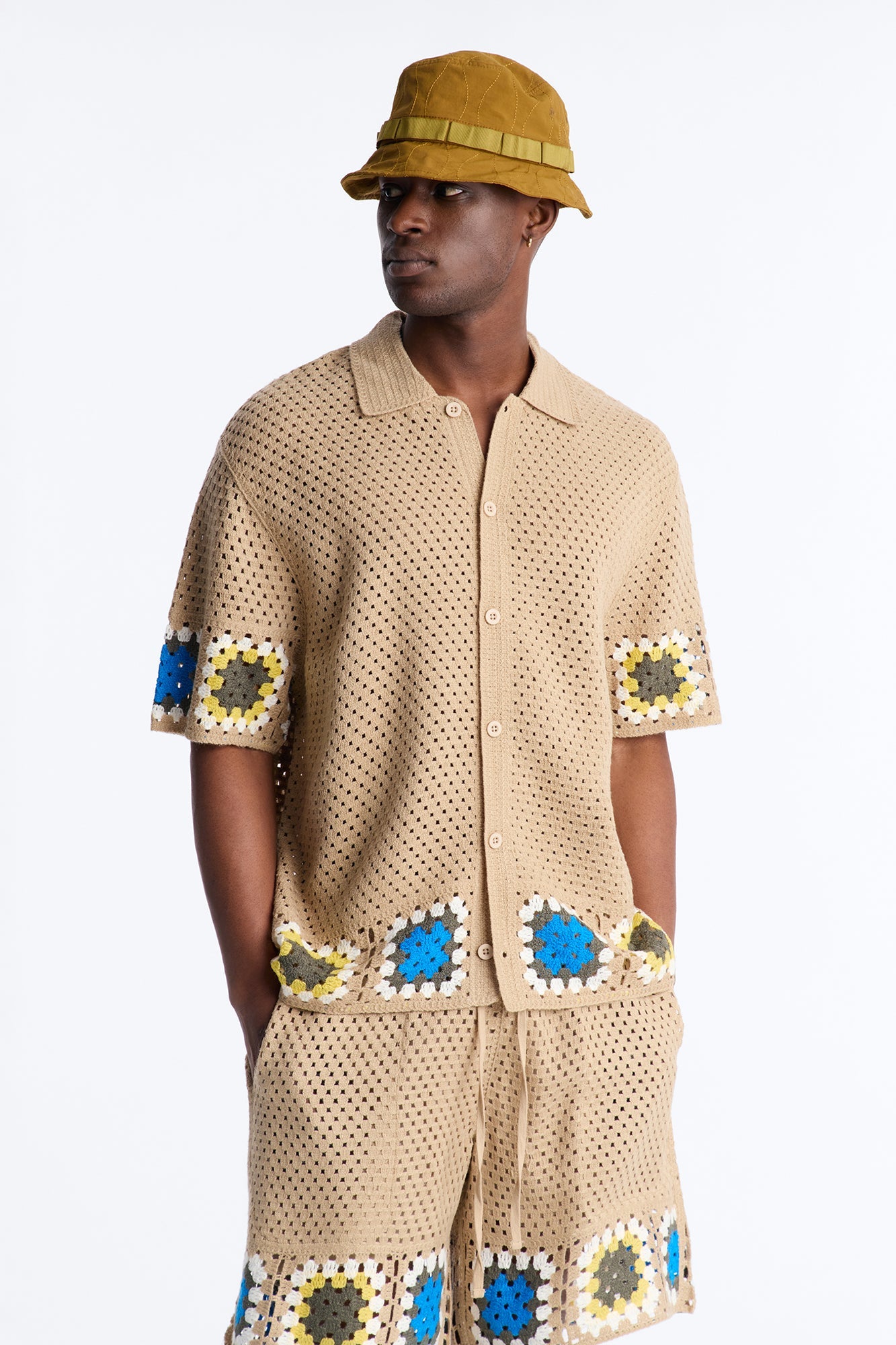 Relaxed Daisy Daze Crochet Button Up Shirt - Tan Fashion Nova