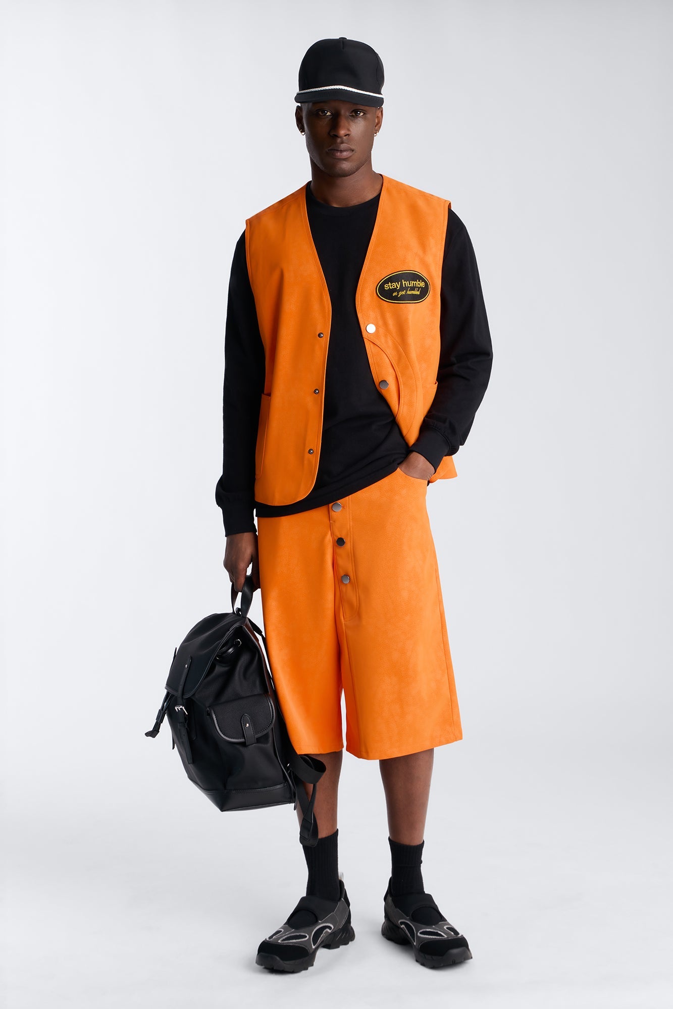Baggy Rebel Hyde Faux Leather Short - Orange Fashion Nova