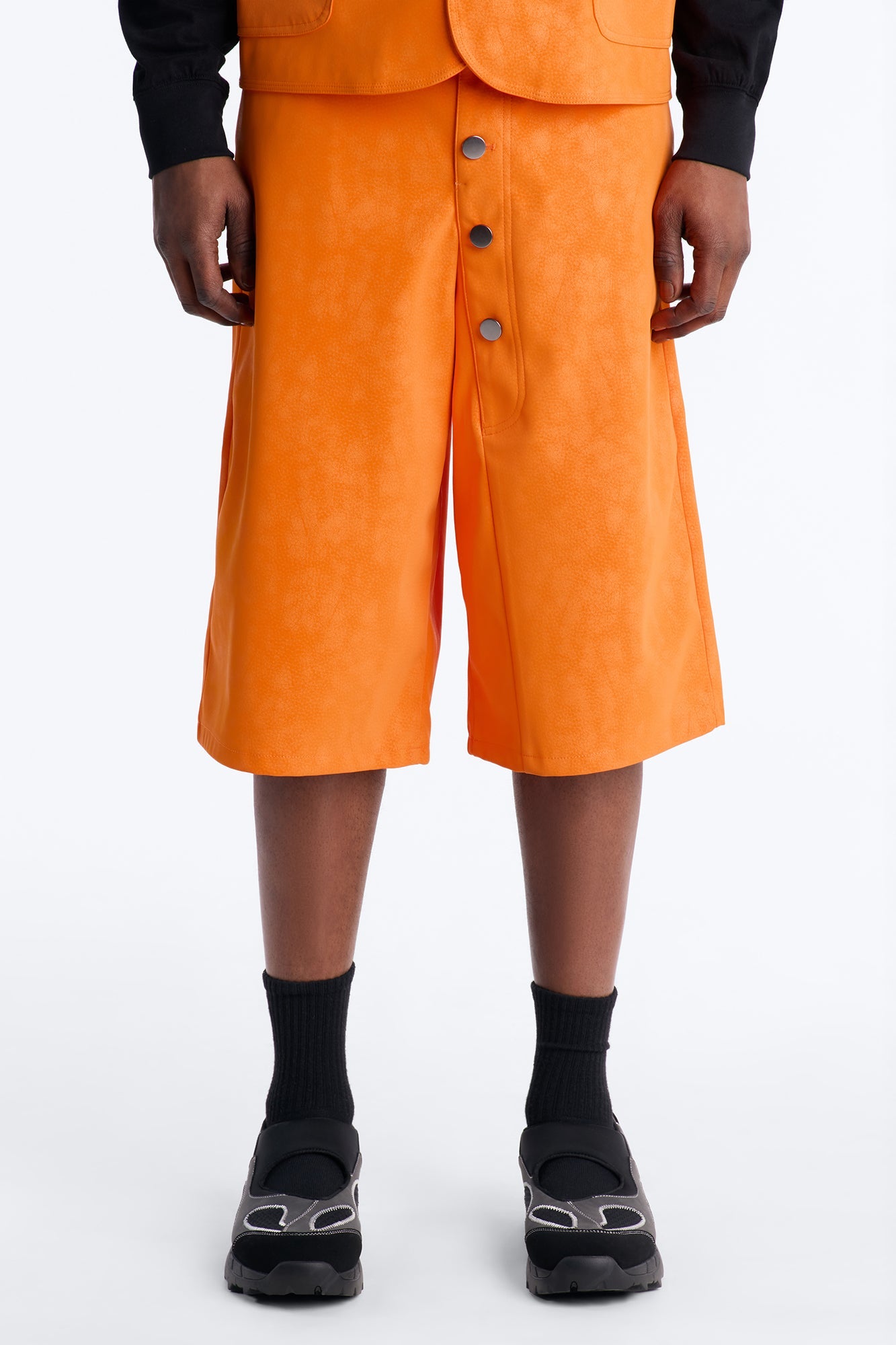 Baggy Rebel Hyde Faux Leather Short - Orange Fashion Nova
