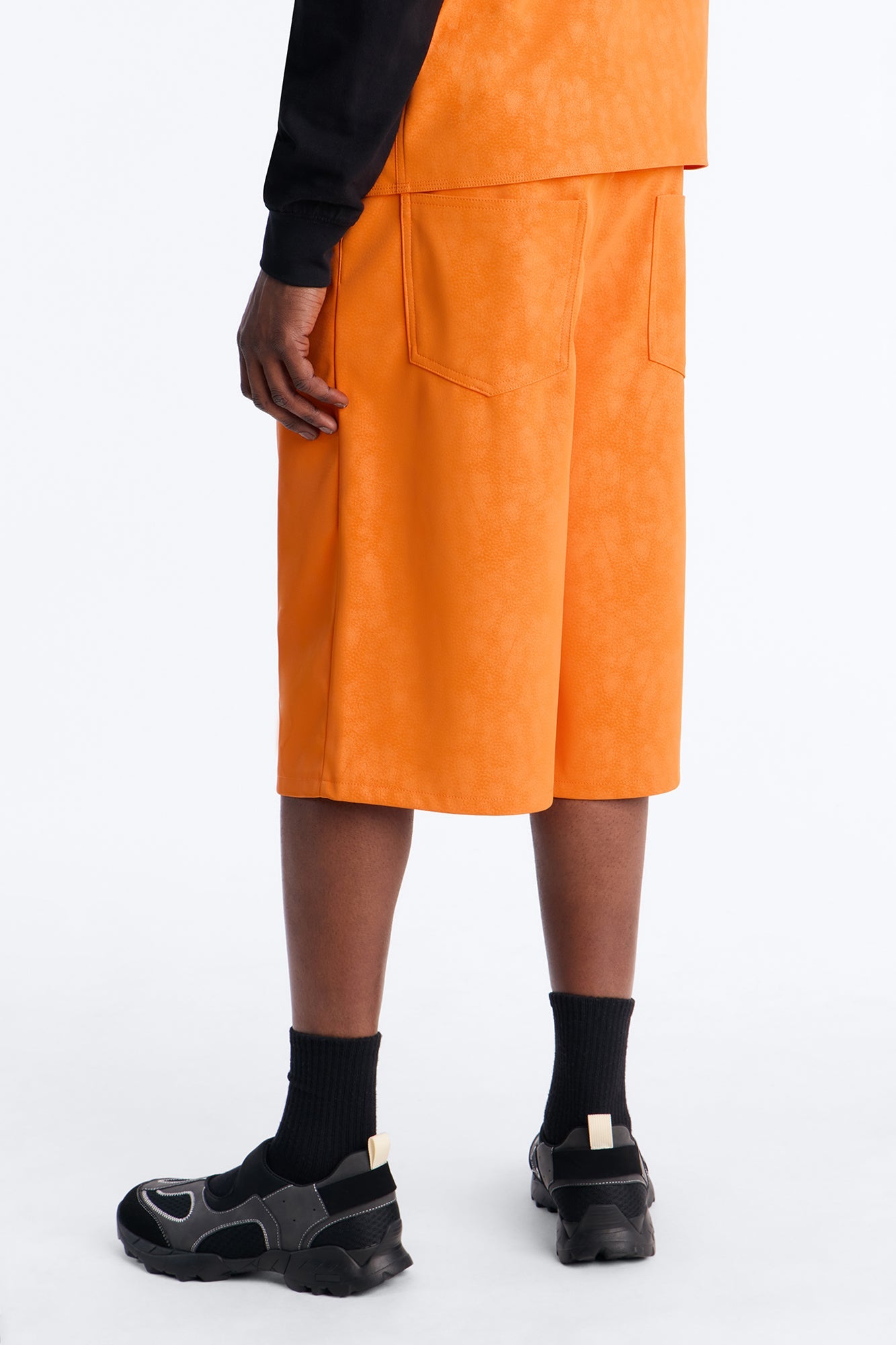 Baggy Rebel Hyde Faux Leather Short - Orange Fashion Nova