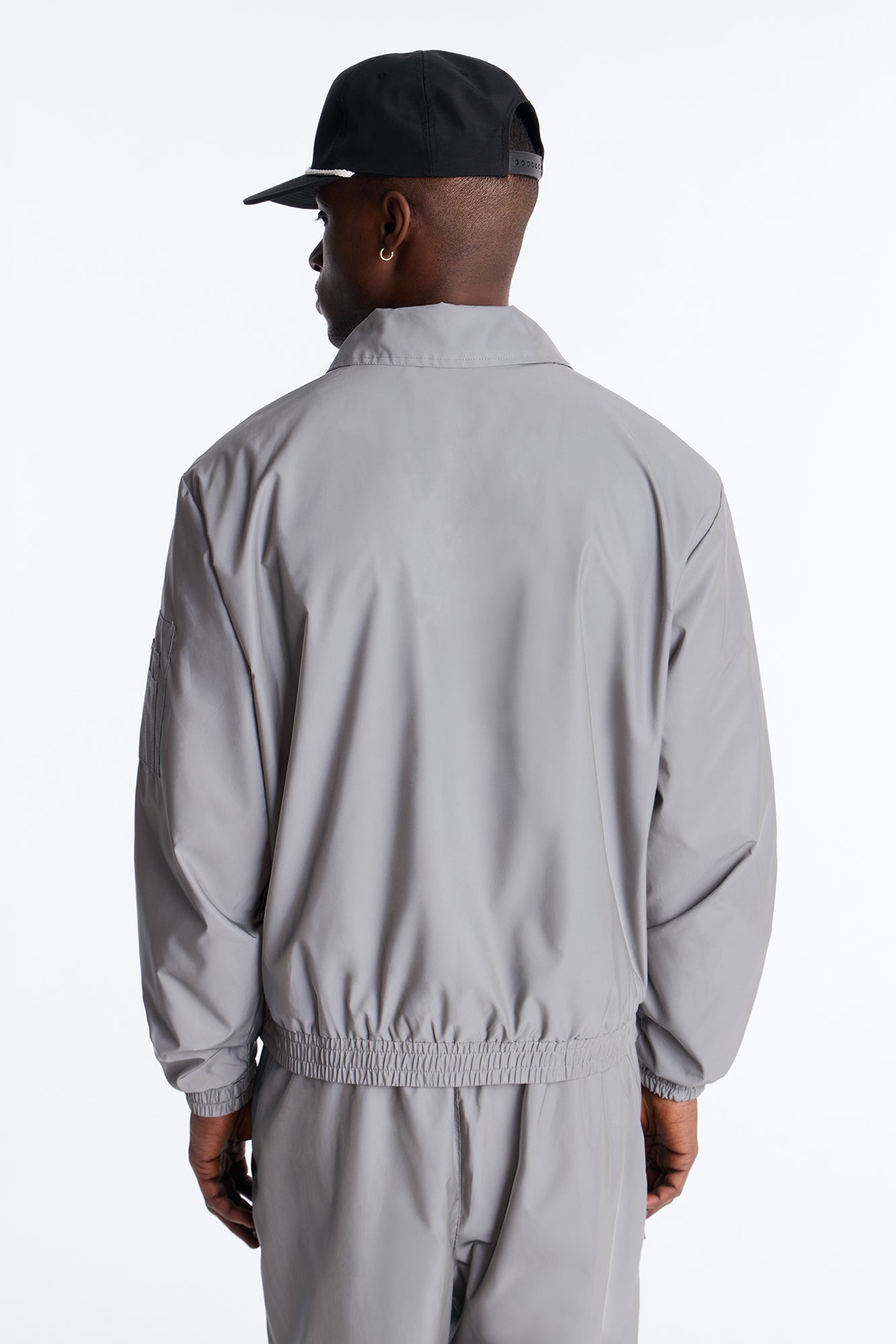 Cropped Relaxed Reflective Zip Bomber Jacket - Silver Fashion Nova