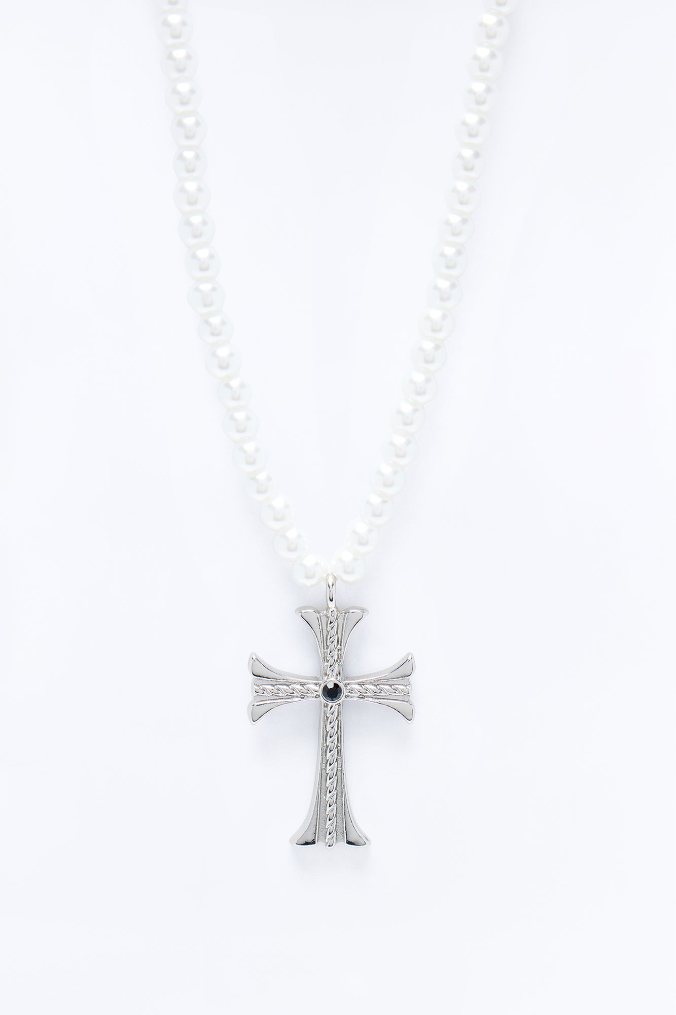 Holy Pearls Cross Necklace - Silver Fashion Nova