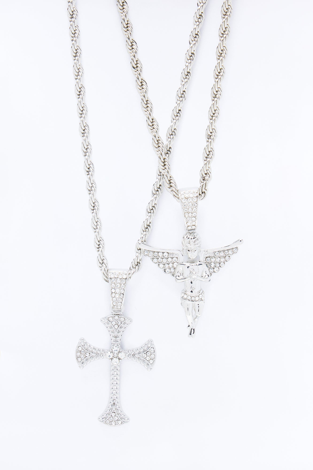 Stay Blessed Necklace Set - Silver Fashion Nova
