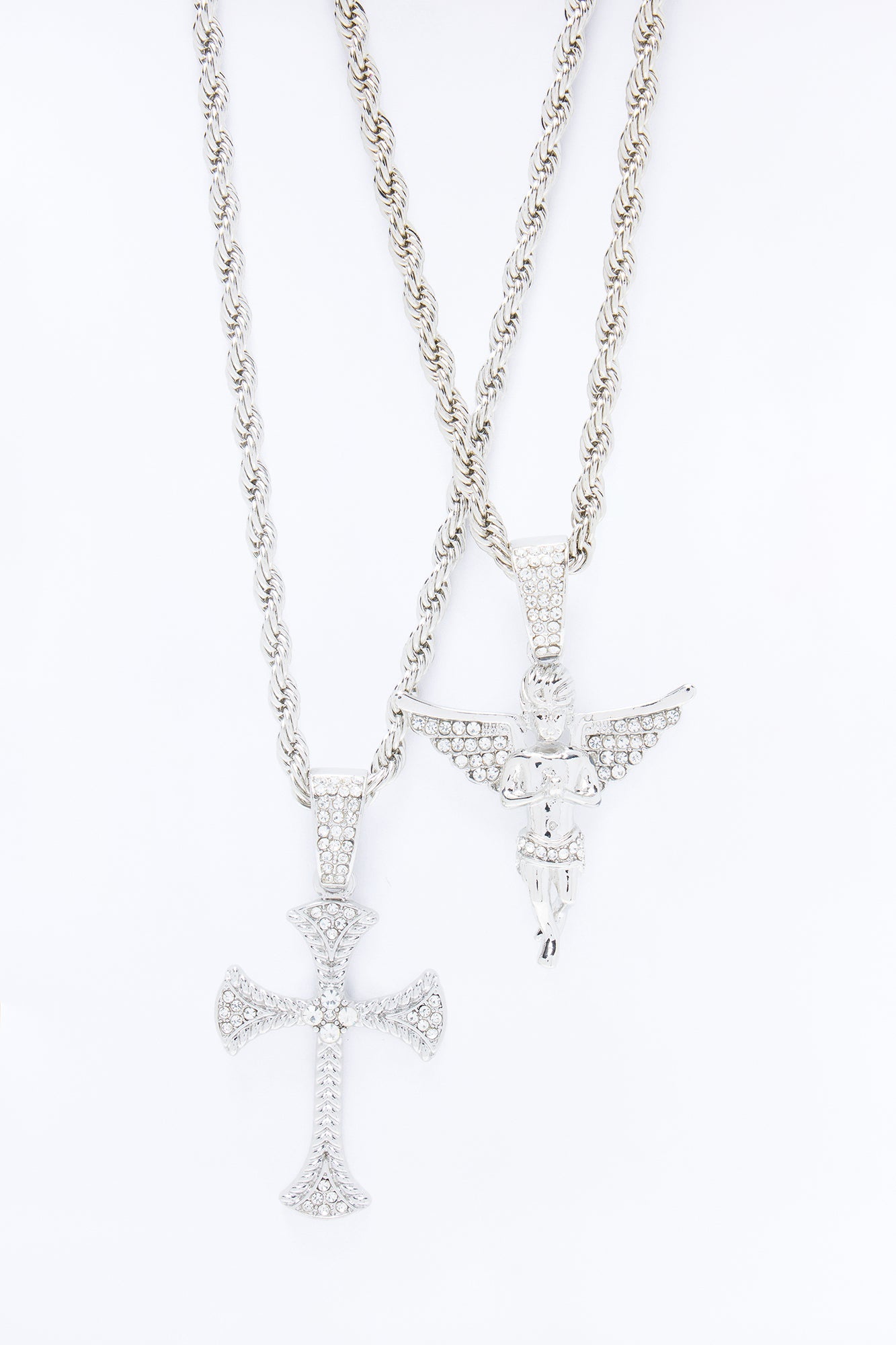 Divine Protector Necklace Set - Silver Fashion Nova