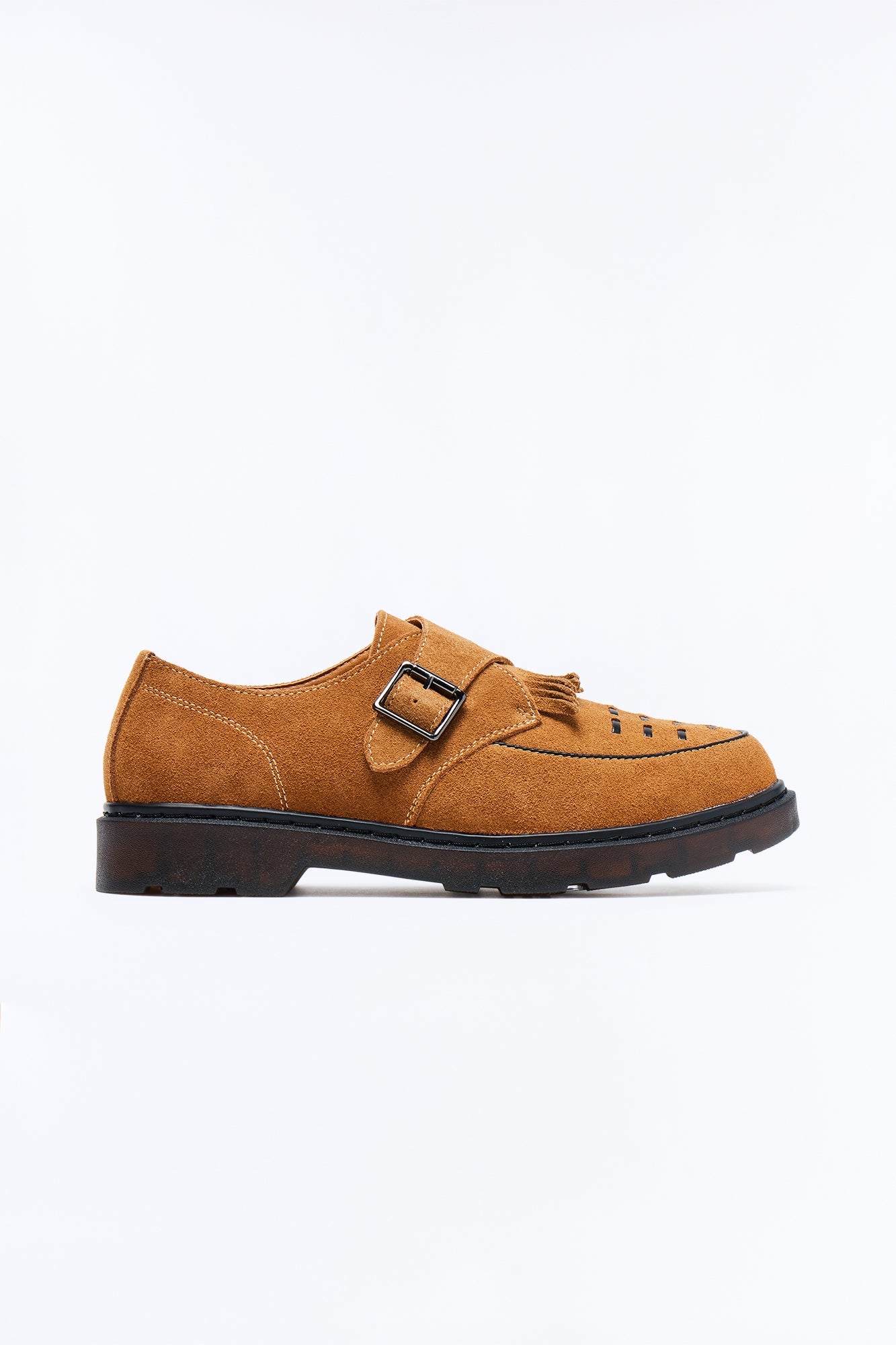 Genuine Suede Monk Strap Loafer - Brown Fashion Nova