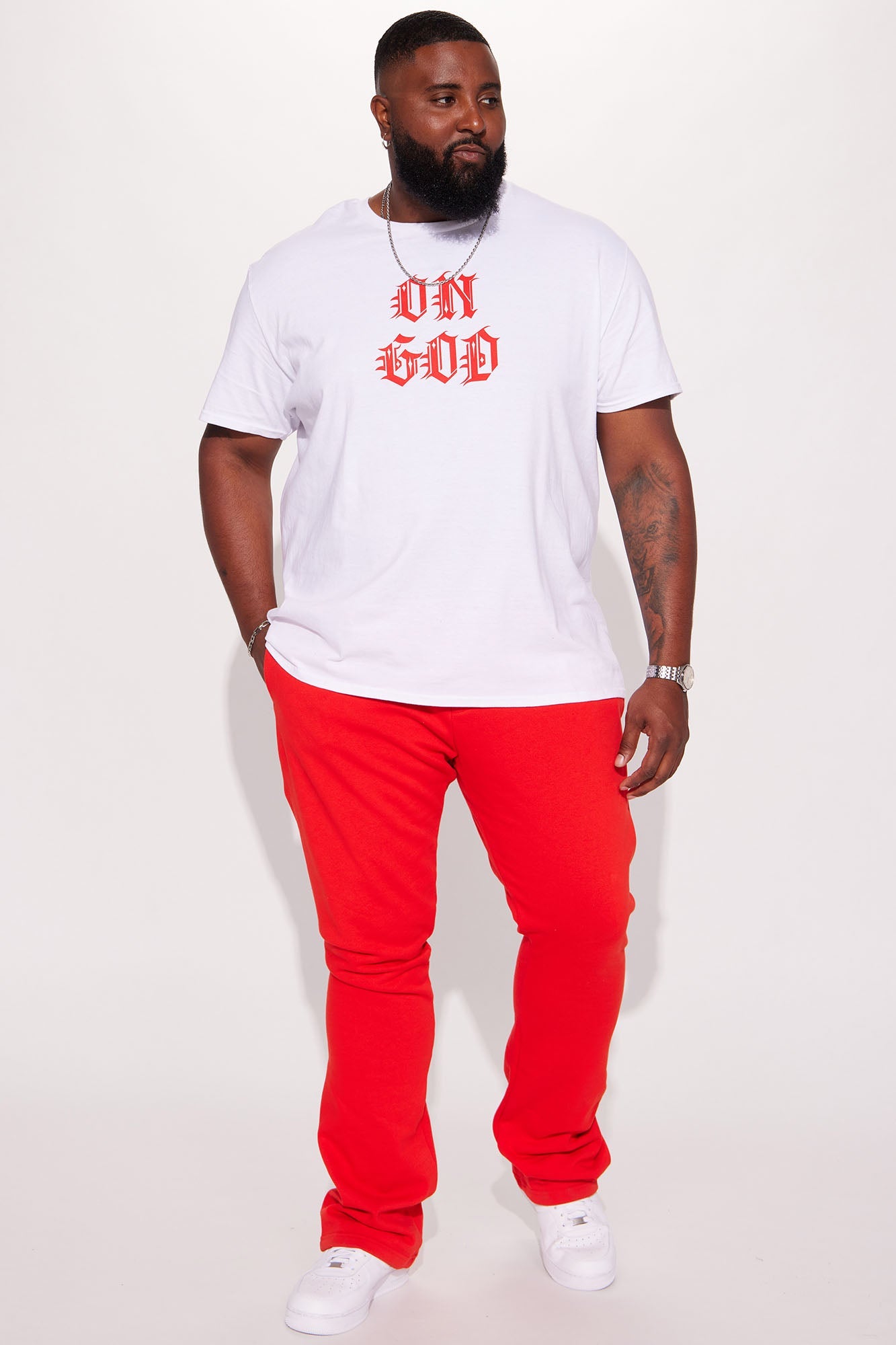 Tyson Skinny Stacked Flare Sweatpant - Red Fashion Nova