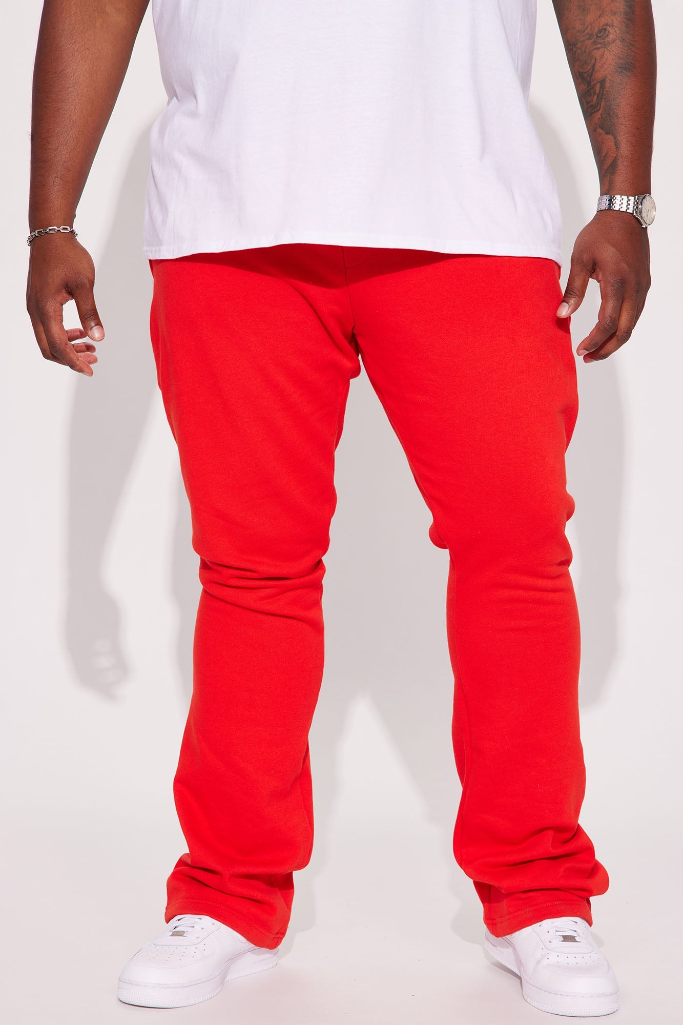 Tyson Skinny Stacked Flare Sweatpant - Red Fashion Nova