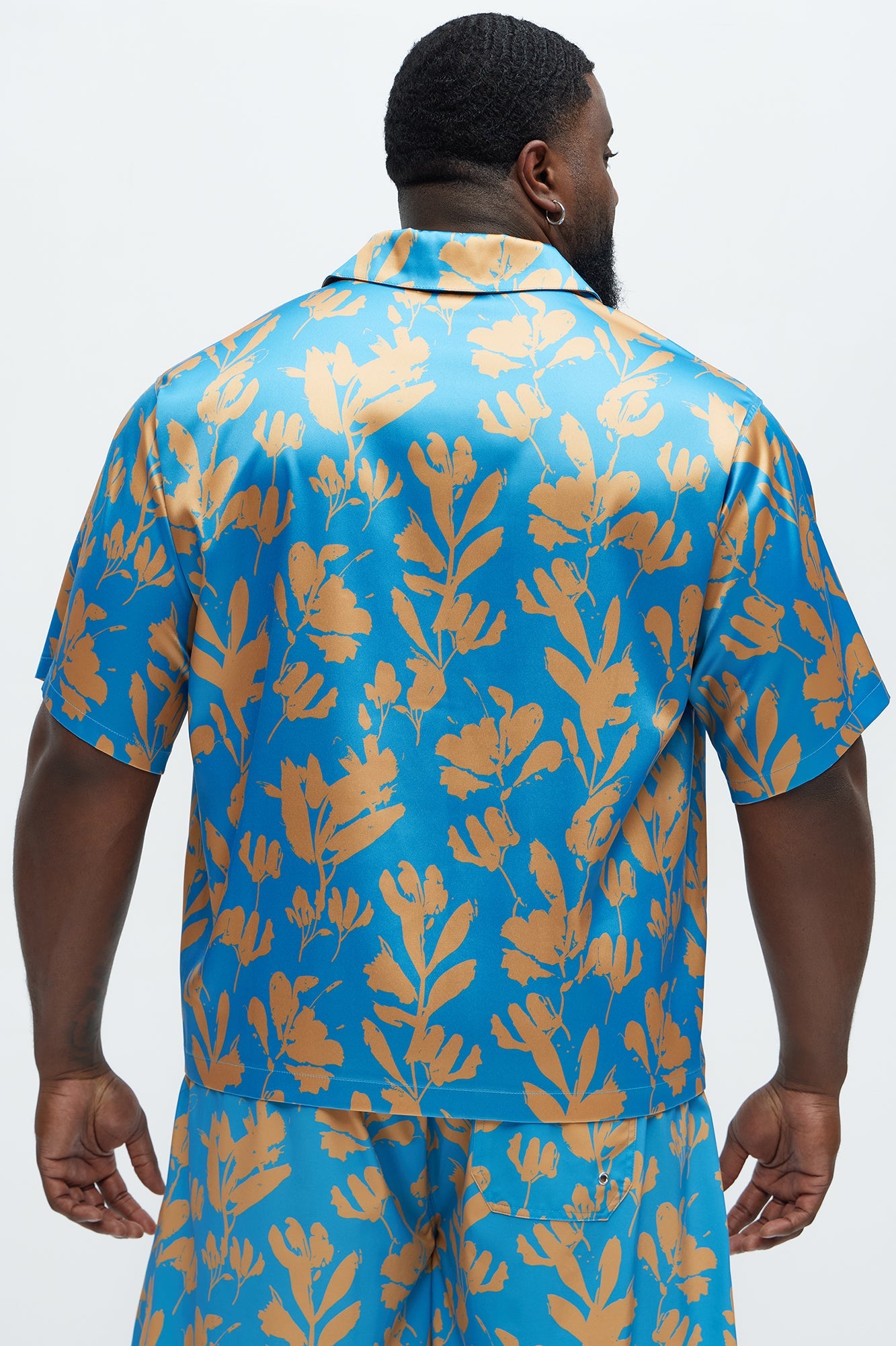 Bloom Off Printed Cuban Collar Shirt - Blue/combo Fashion Nova