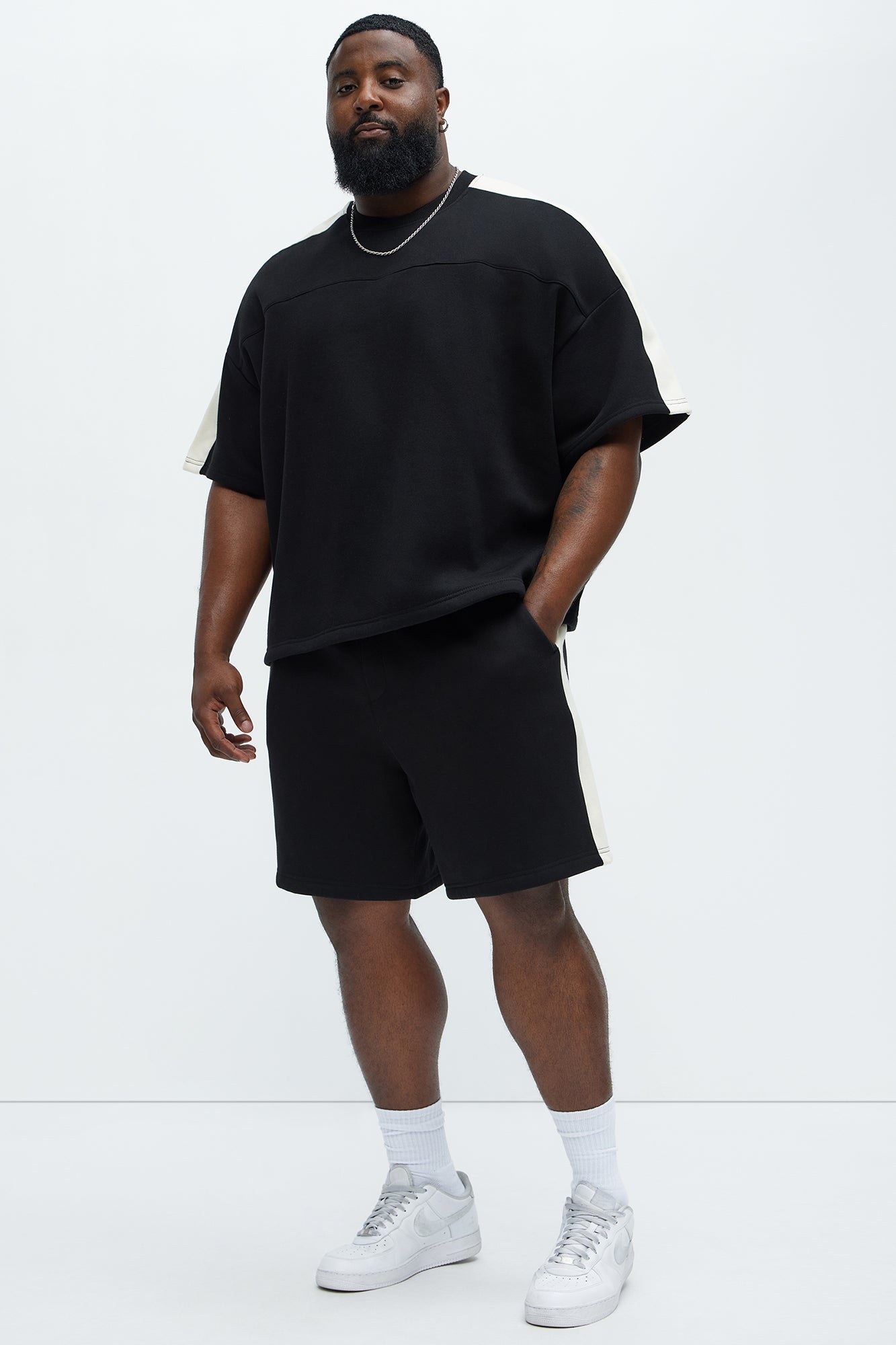 Tyson Oversized Heavyweight Striped Tee - Black Fashion Nova
