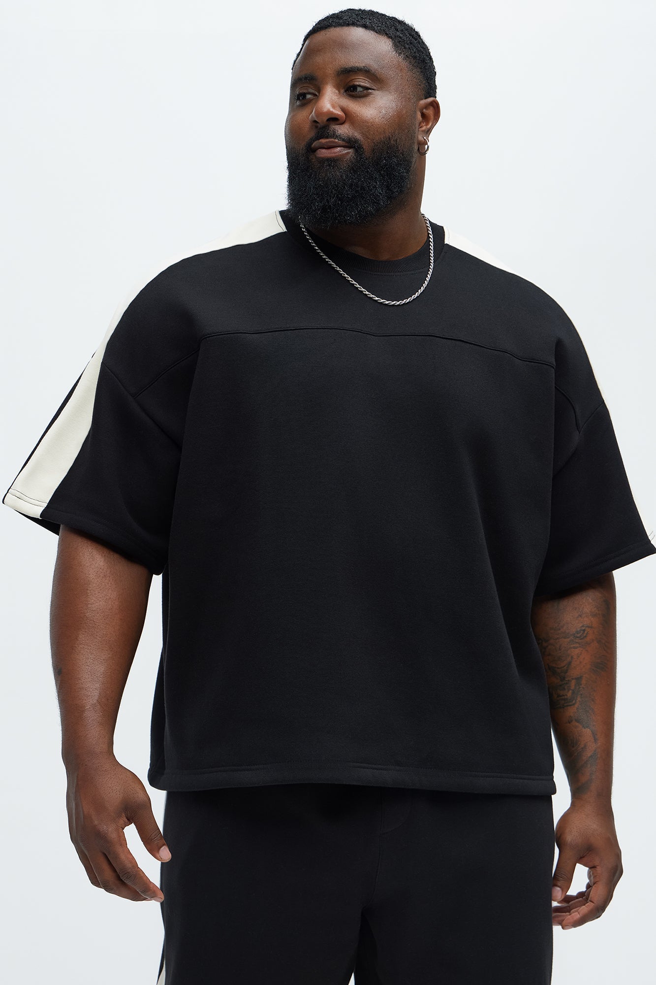 Tyson Oversized Heavyweight Striped Tee - Black Fashion Nova