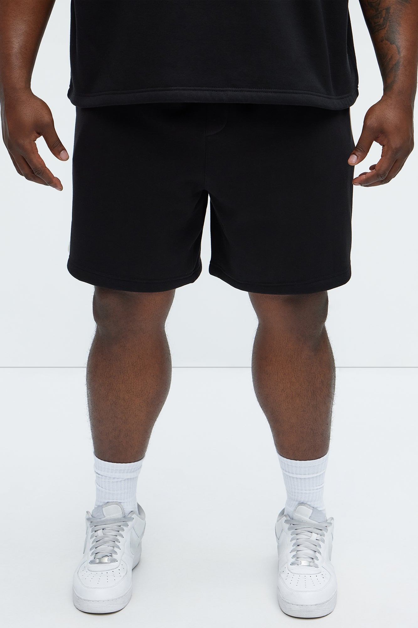 Tyson Oversized Heavyweight Striped Shorts - Black Fashion Nova