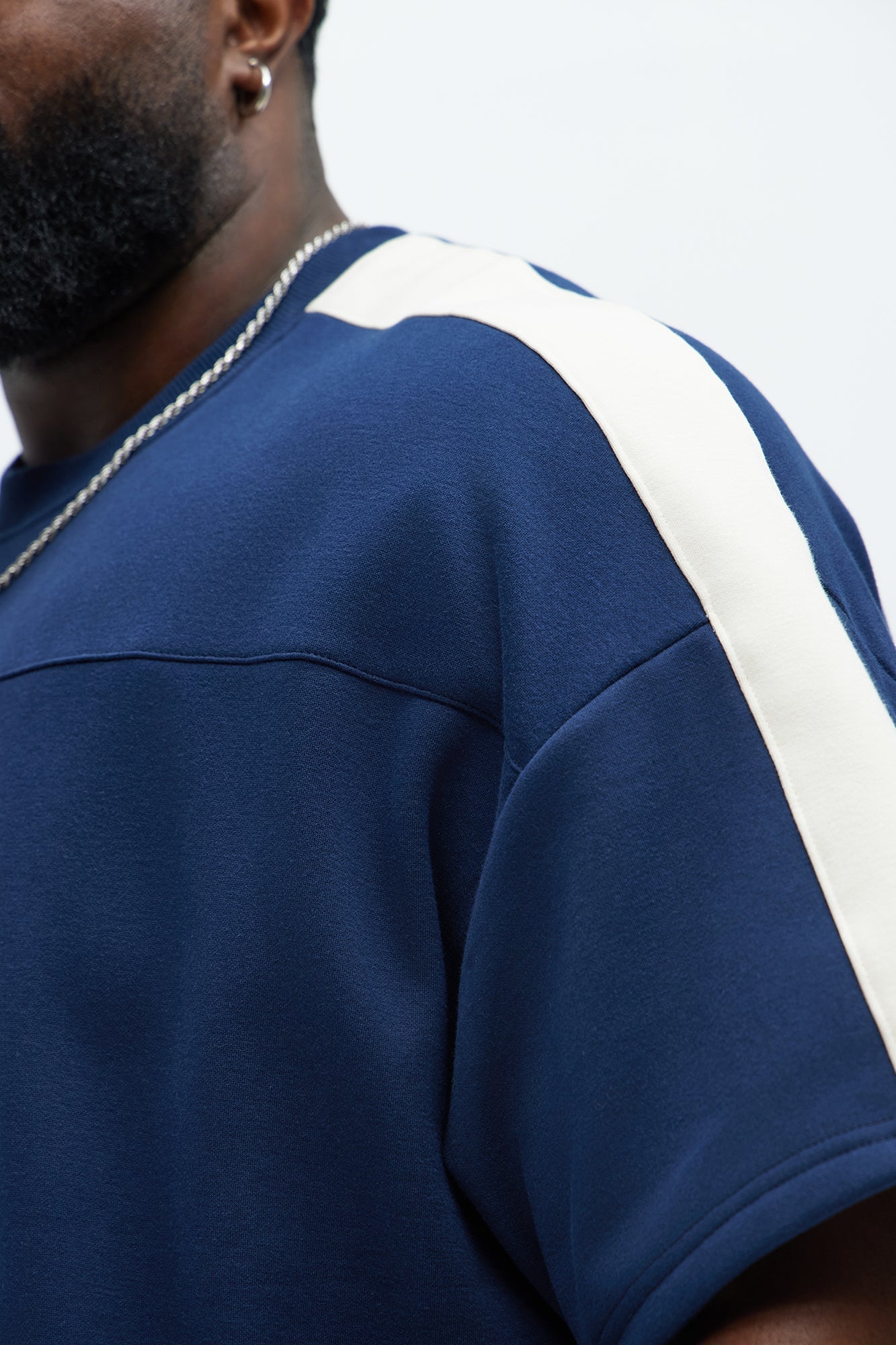 Tyson Oversized Heavyweight Striped Tee - Navy Fashion Nova