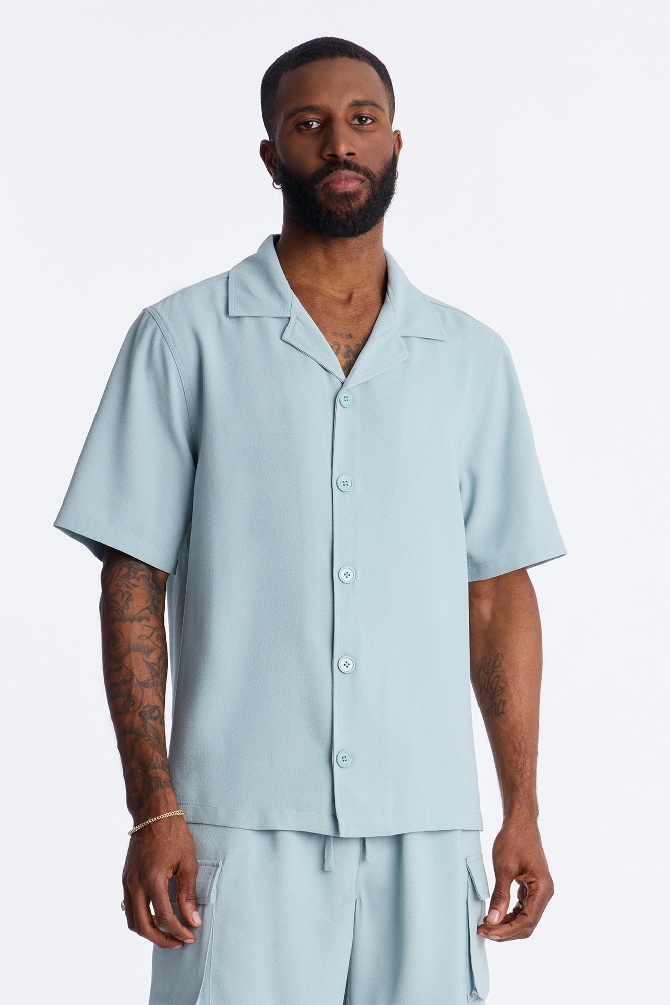 Golden Hour Short Sleeve Button Up - Slate Grey Fashion Nova