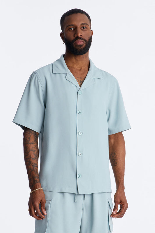 Golden Hour Short Sleeve Button Up - Slate Grey Fashion Nova