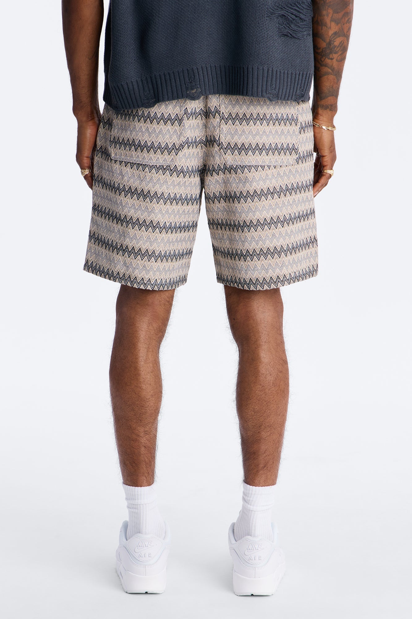 Relaxed Chevron City Textured Short - Cream Fashion Nova