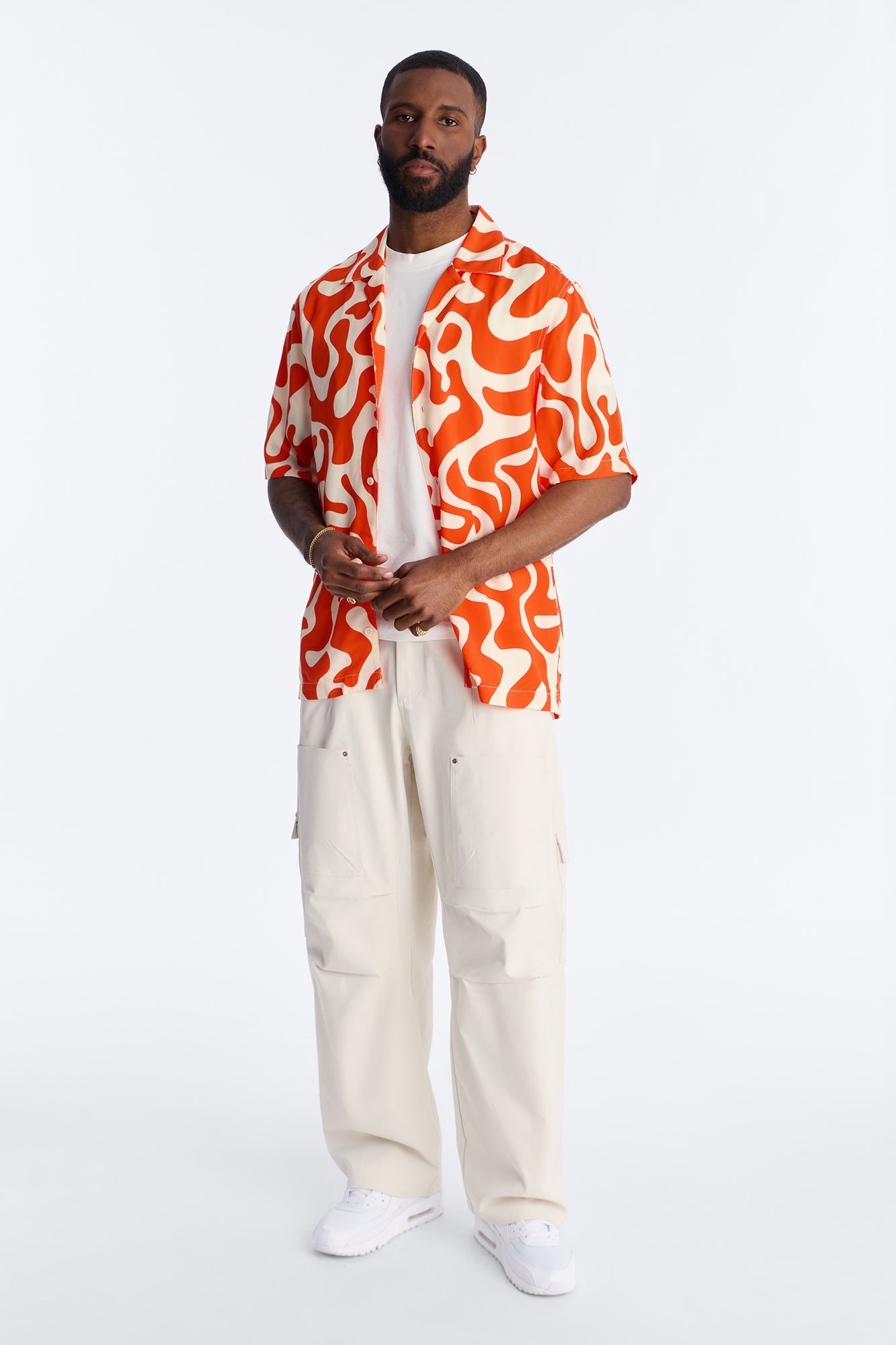 Bold Metric Cuban Shirt - Orange Fashion Nova