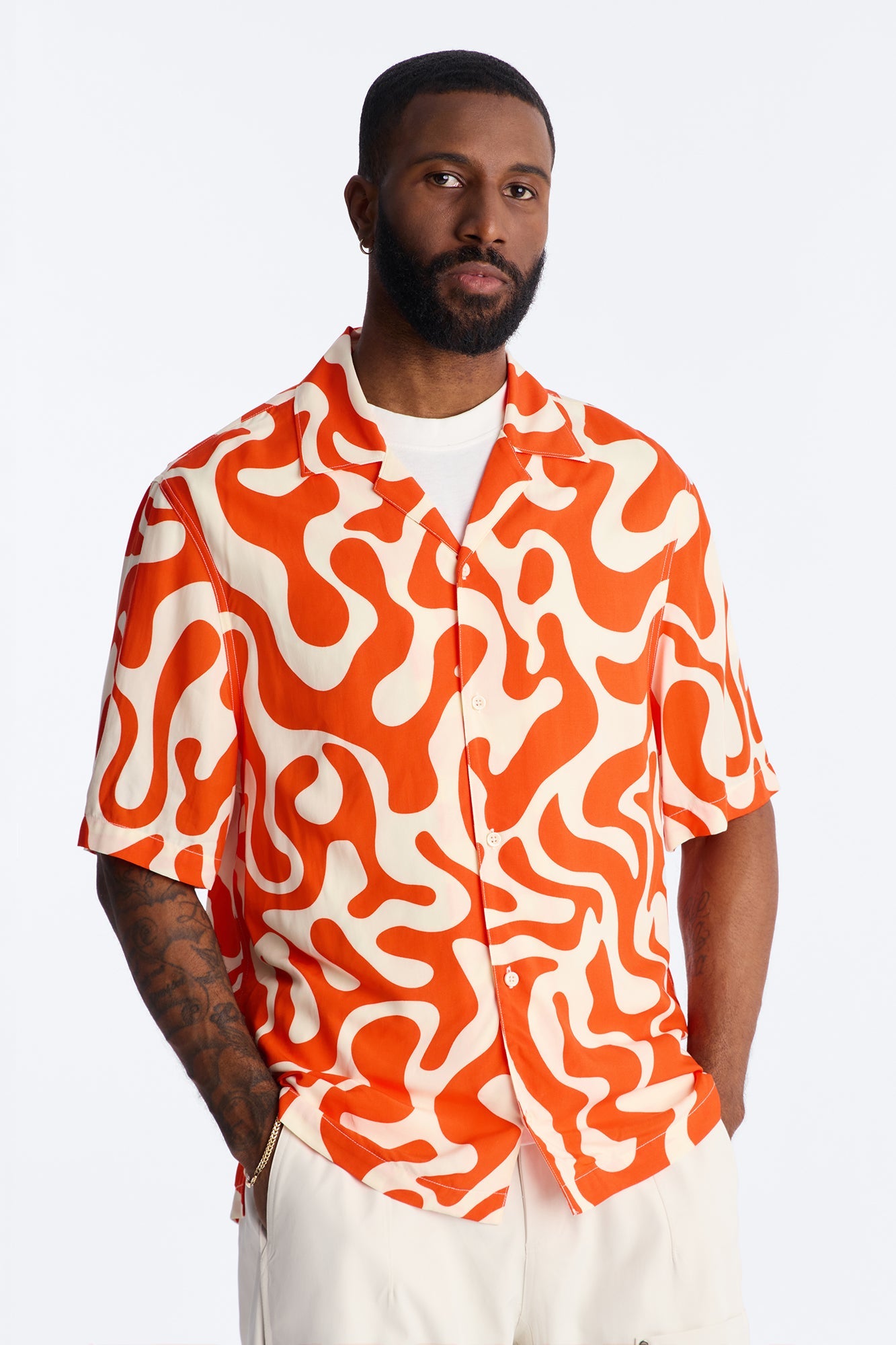 Bold Metric Cuban Shirt - Orange Fashion Nova