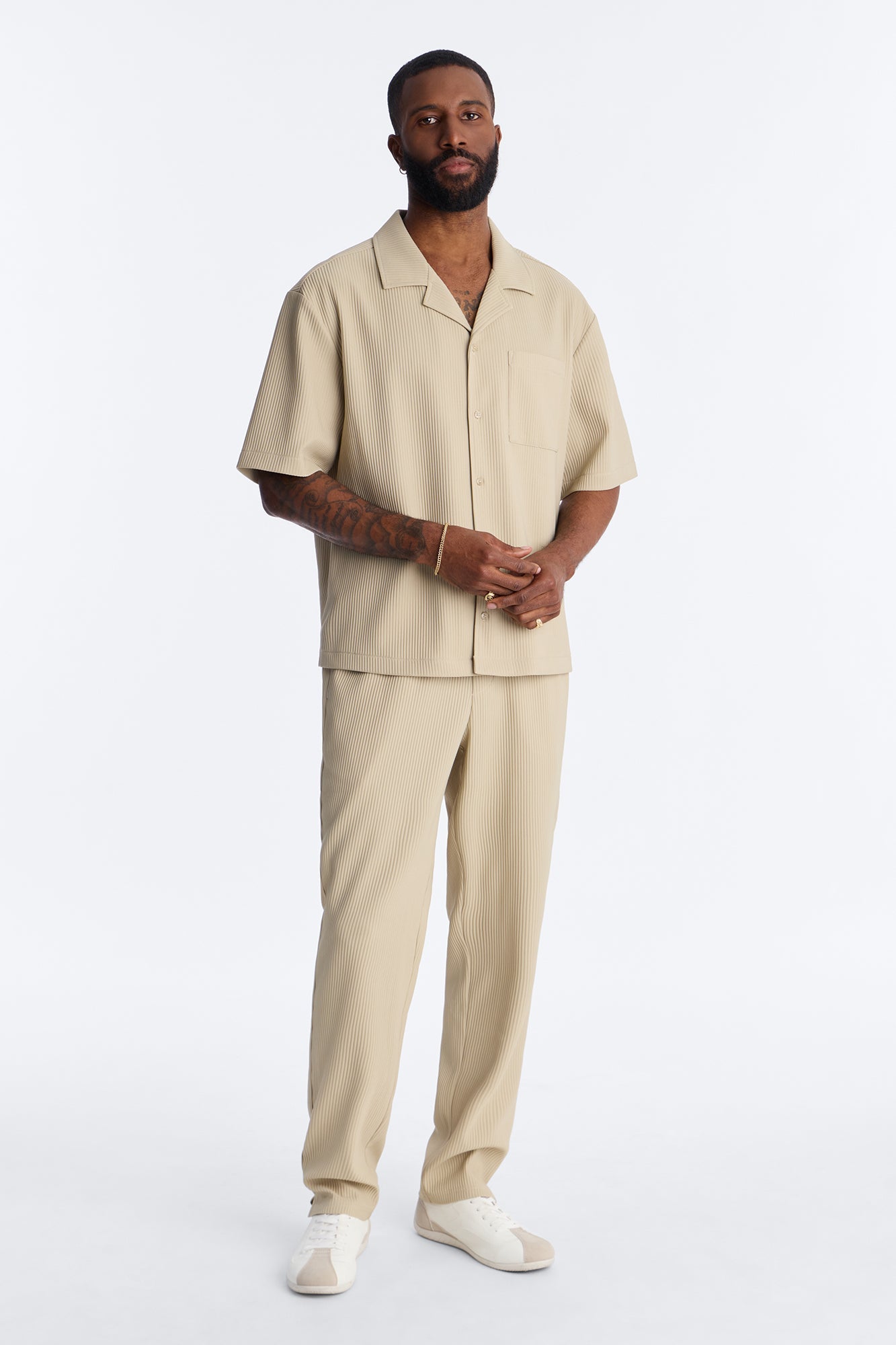 Show Up Short Sleeve Cuban Shirt - Stone Fashion Nova
