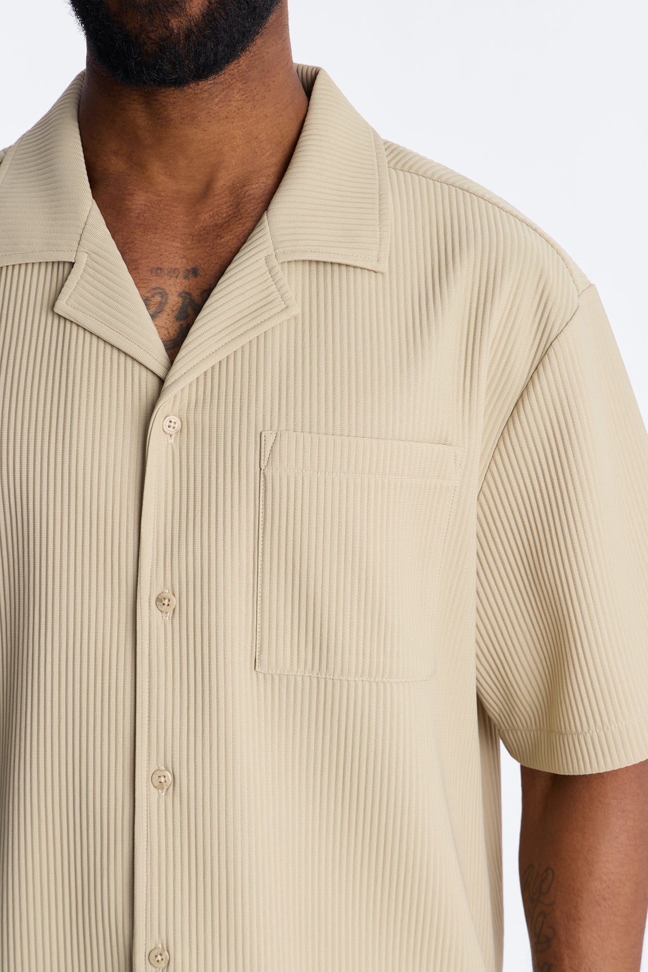 Show Up Short Sleeve Cuban Shirt - Stone Fashion Nova