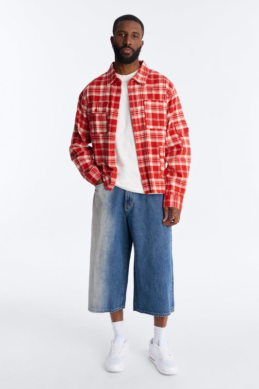 Super Baggy Spitline Denim Short - Vintage Blue Wash Fashion Nova
