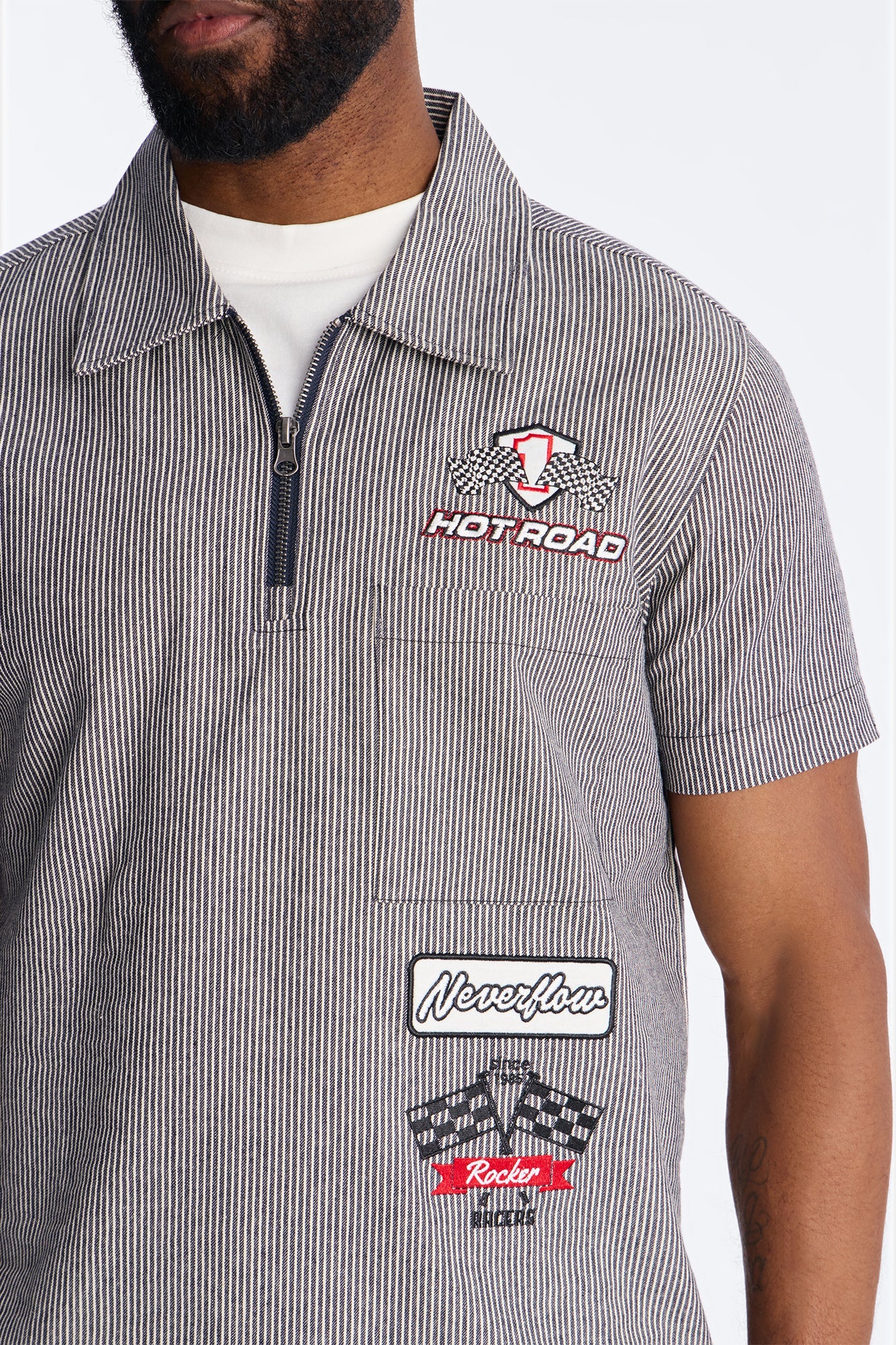 Hot Road Quarter Zip Short Sleeve Polo - Grey Fashion Nova