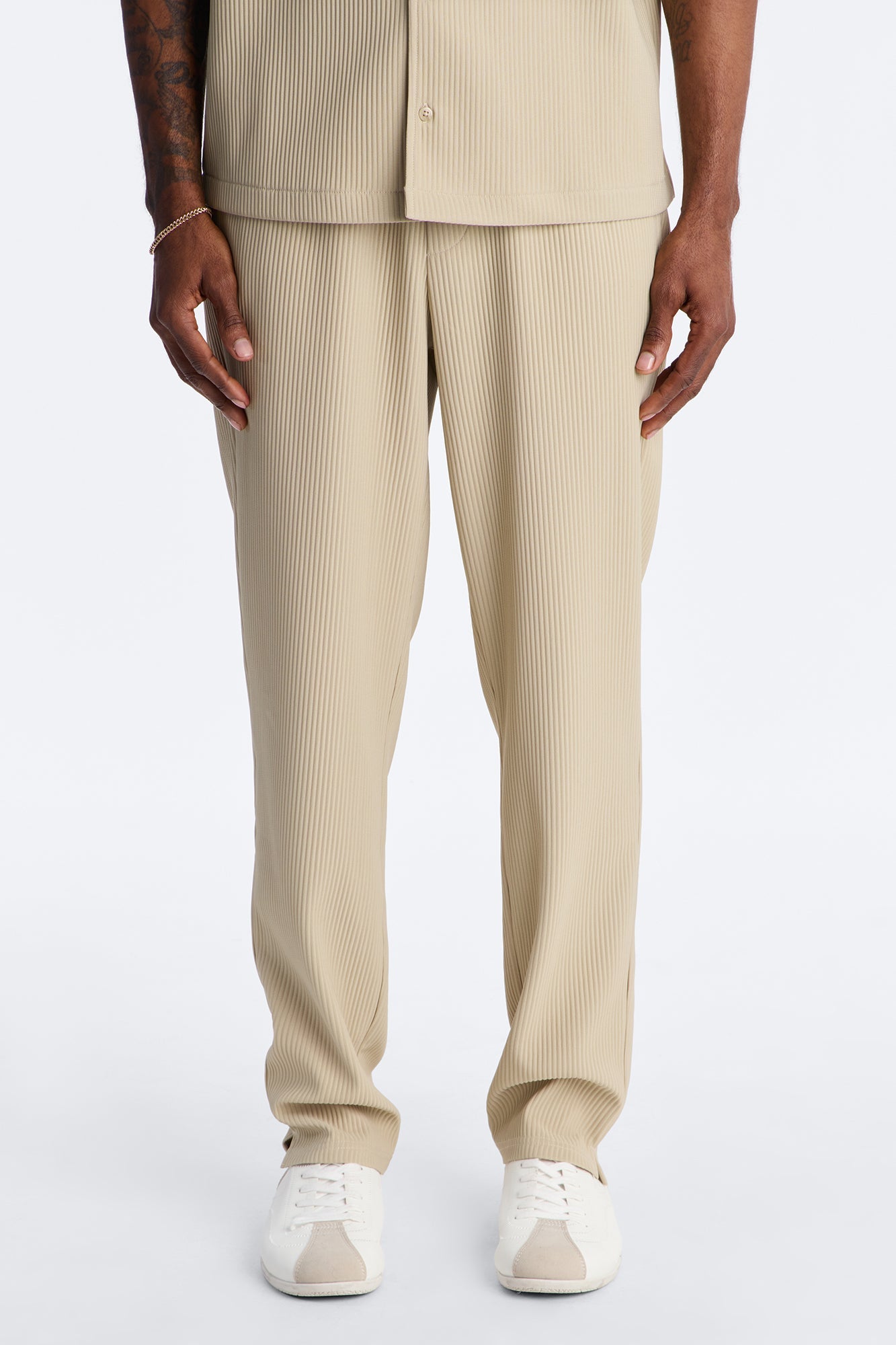 Show Up Slim Slit Pants - Stone Fashion Nova