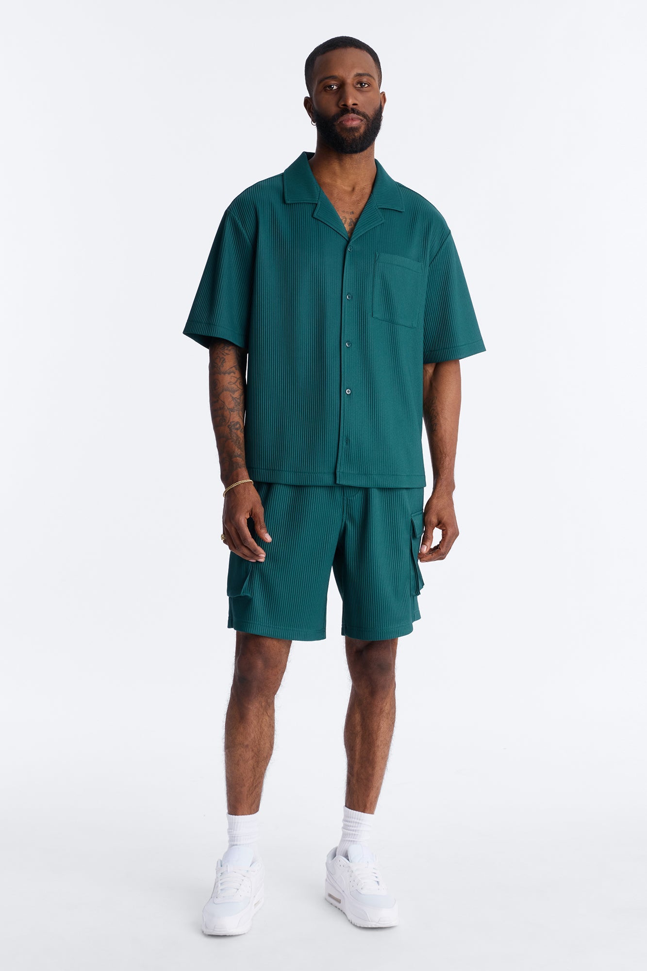 Show Up Short Sleeve Cuban Shirt - Teal Fashion Nova