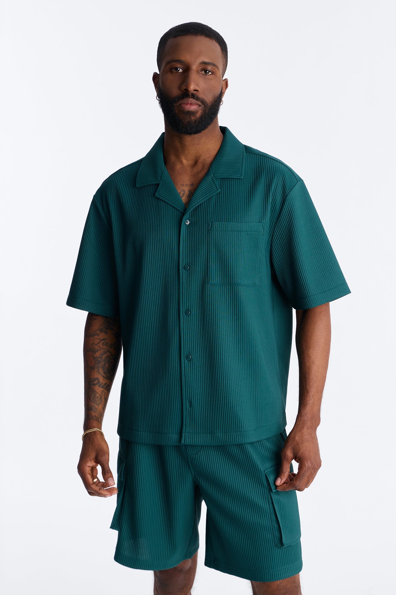 Show Up Short Sleeve Cuban Shirt - Teal Fashion Nova