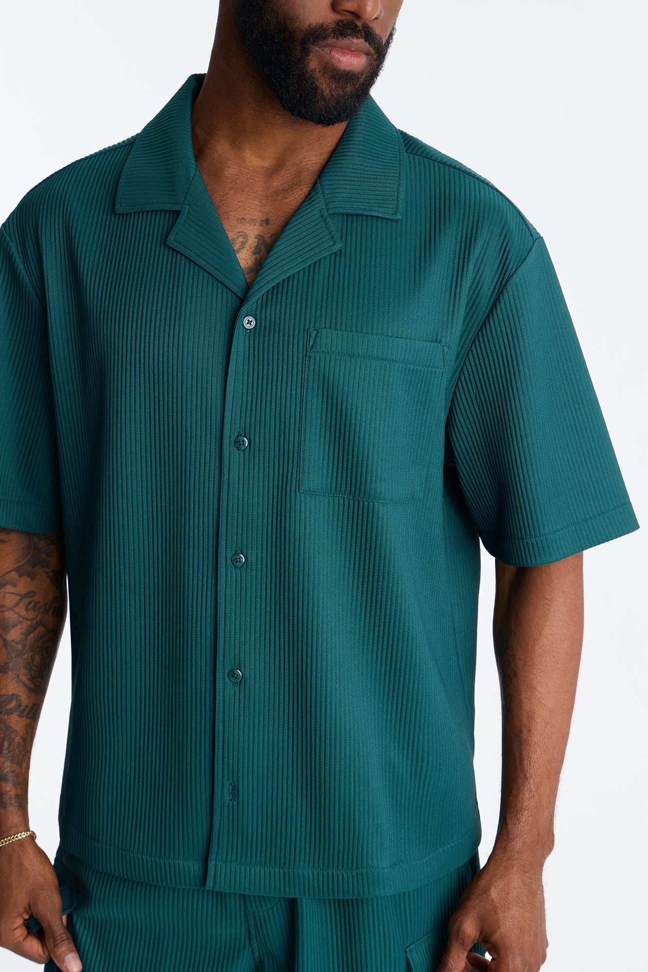 Show Up Short Sleeve Cuban Shirt - Teal Fashion Nova