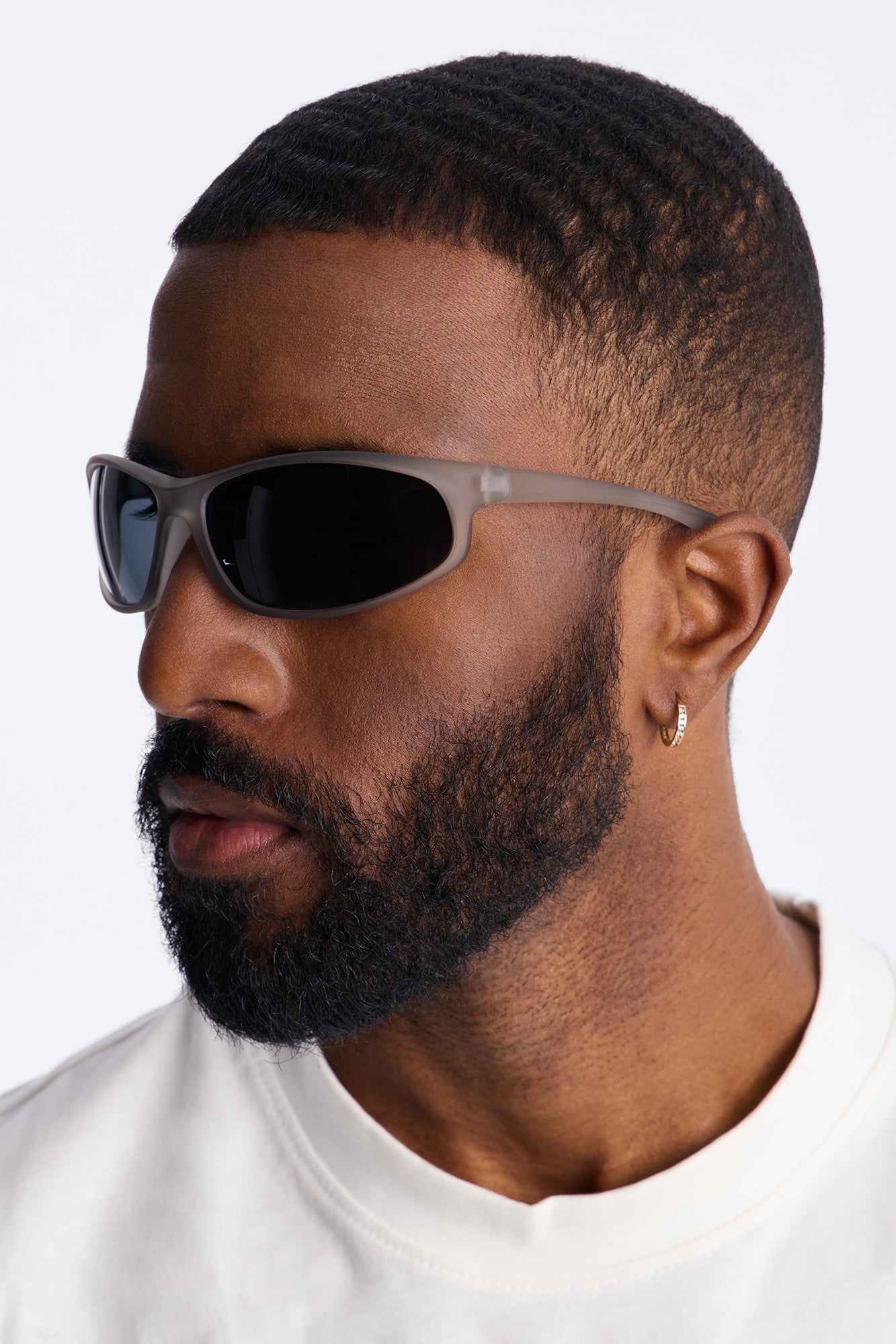 Rubberized Slim Sport Wrap Sunglasses - Grey Fashion Nova