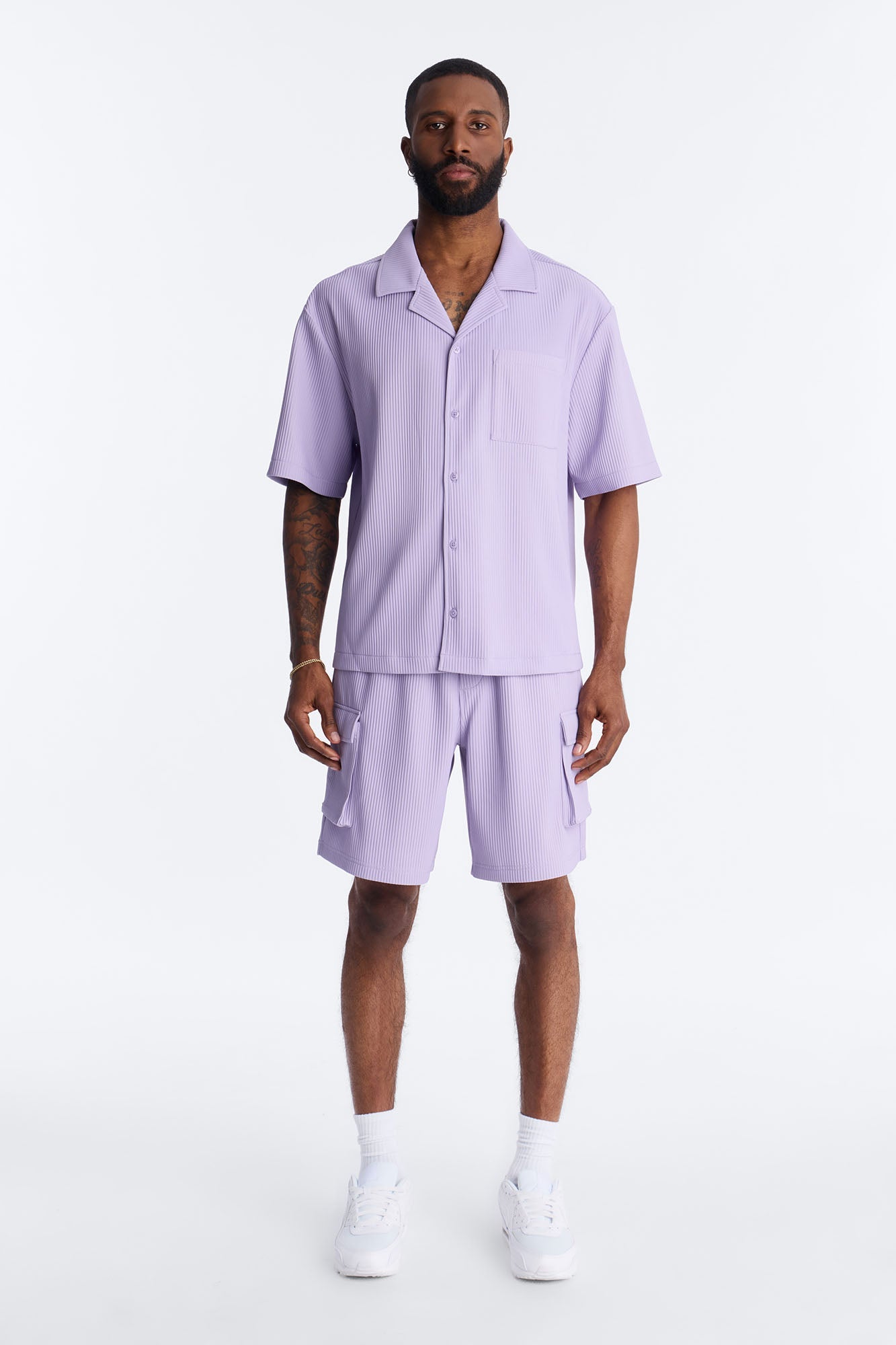 Show Up Short Sleeve Cuban Shirt - Lavender Fashion Nova