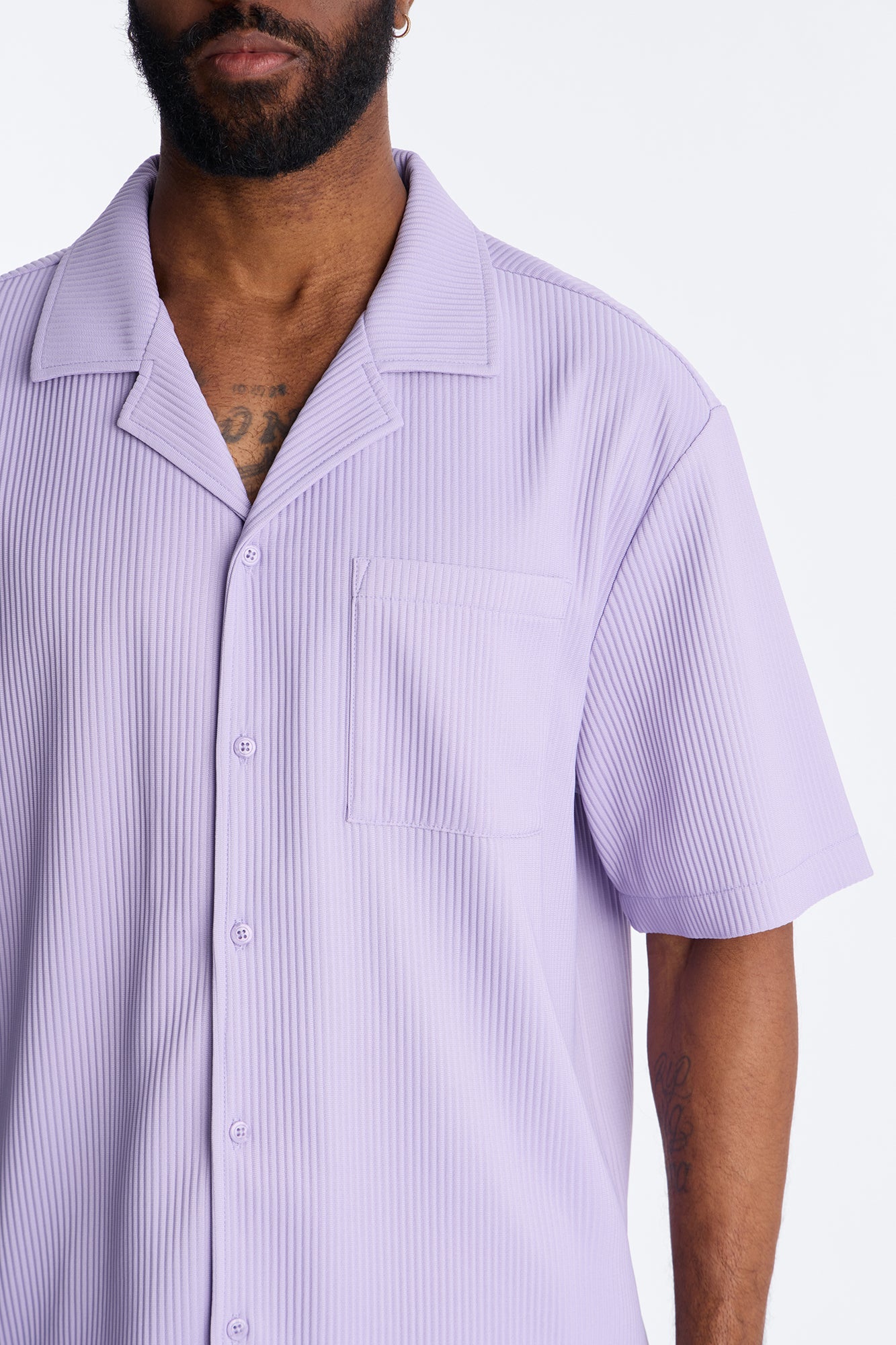 Show Up Short Sleeve Cuban Shirt - Lavender Fashion Nova