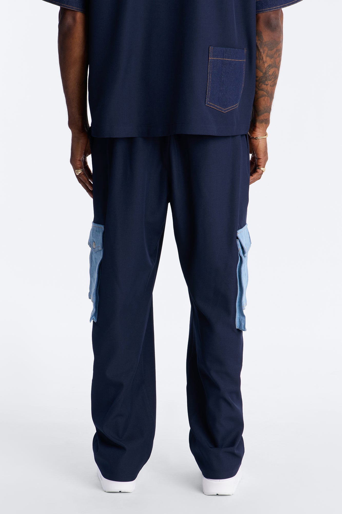 Baggy Blueprint Contrast Cargo Pant - Indigo Fashion Nova