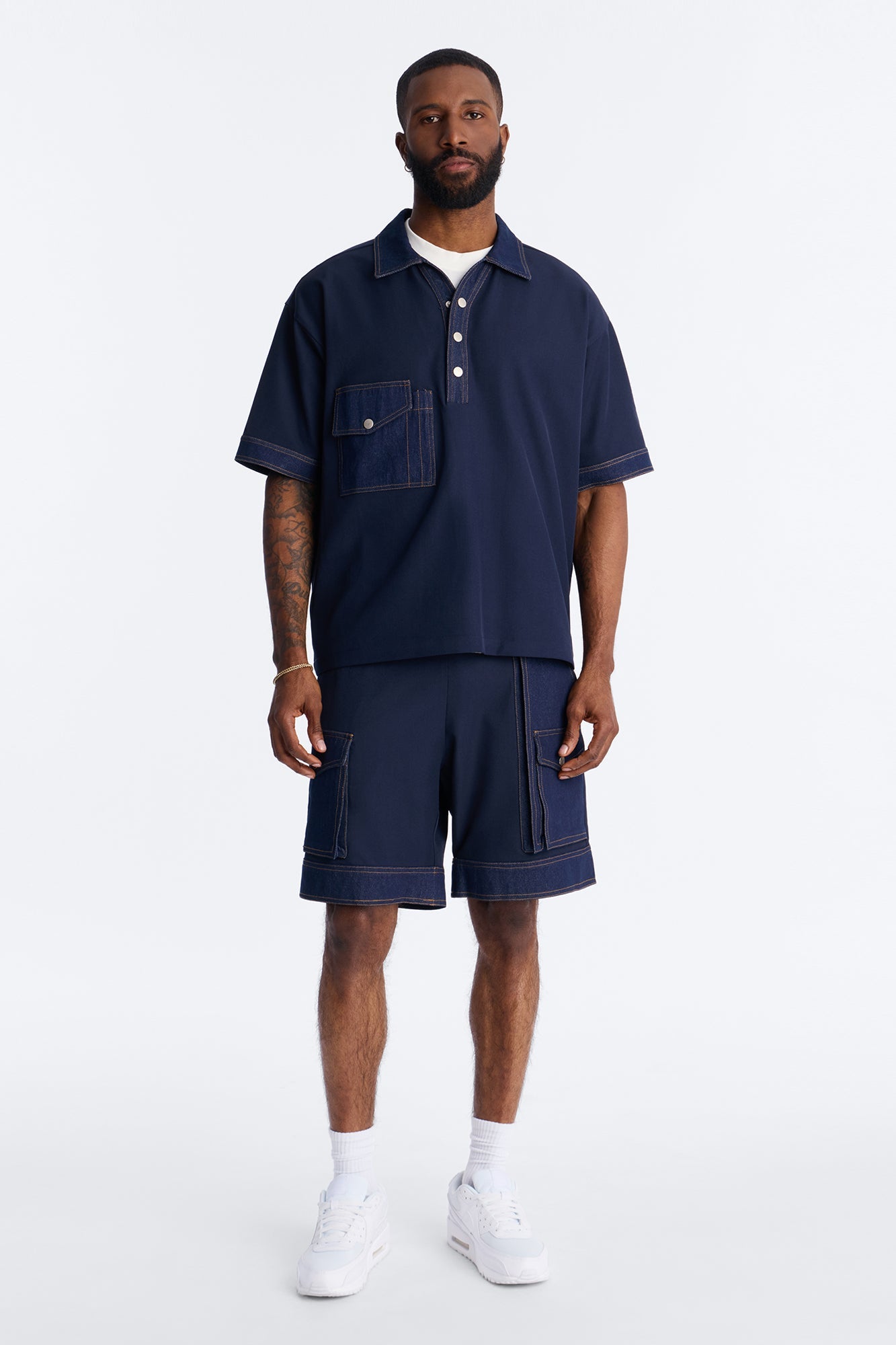Relaxed Blueprint Cargo Short - Indigo Fashion Nova